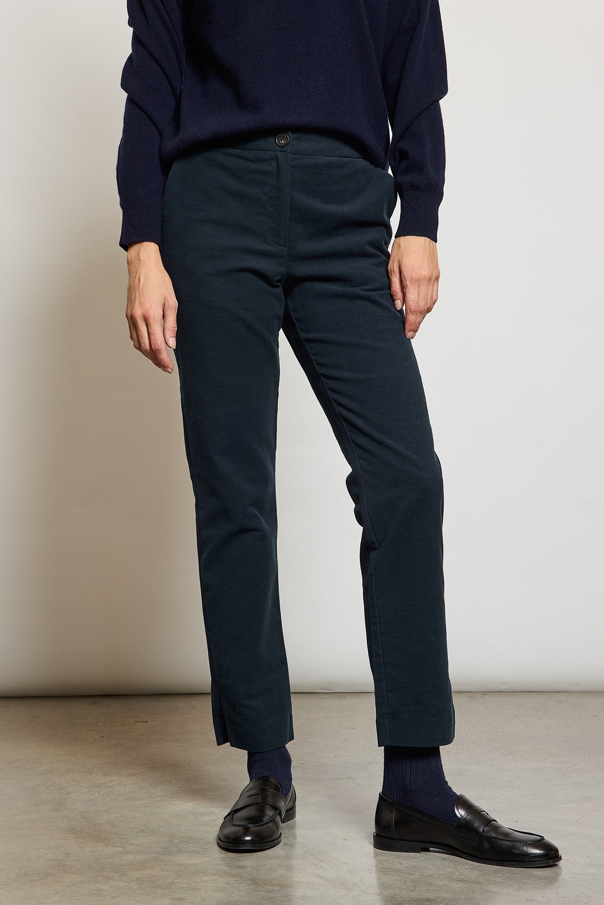 MOLESKIN FITTED PANTS NAVY