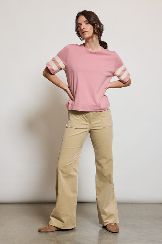 VELVET FLARED PANTS BEIGE
