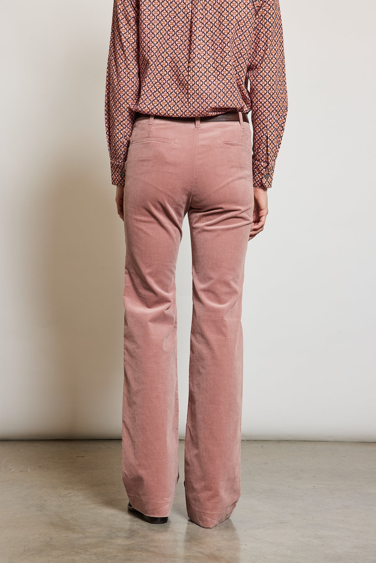 VELVET FLARED PANTS ANTIQUE ROSE
