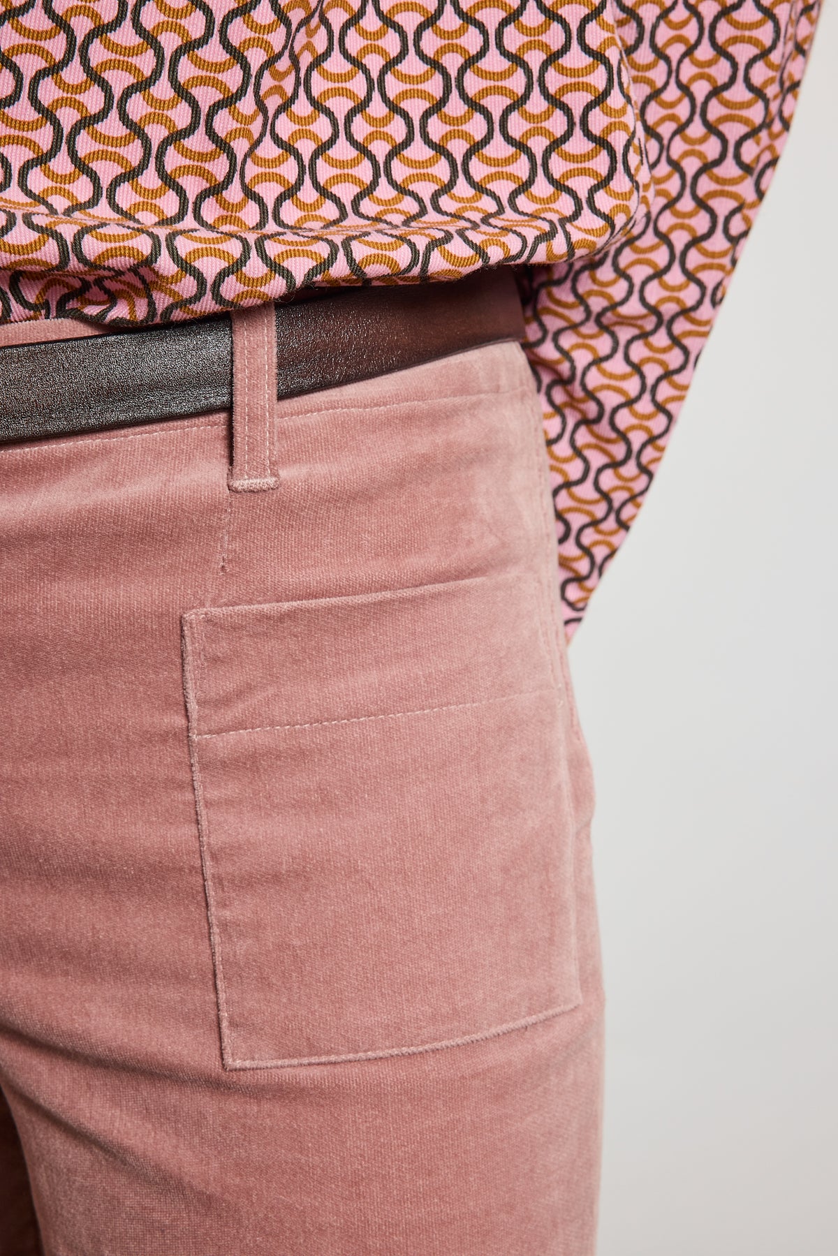 VELVET FLARED PANTS ANTIQUE ROSE