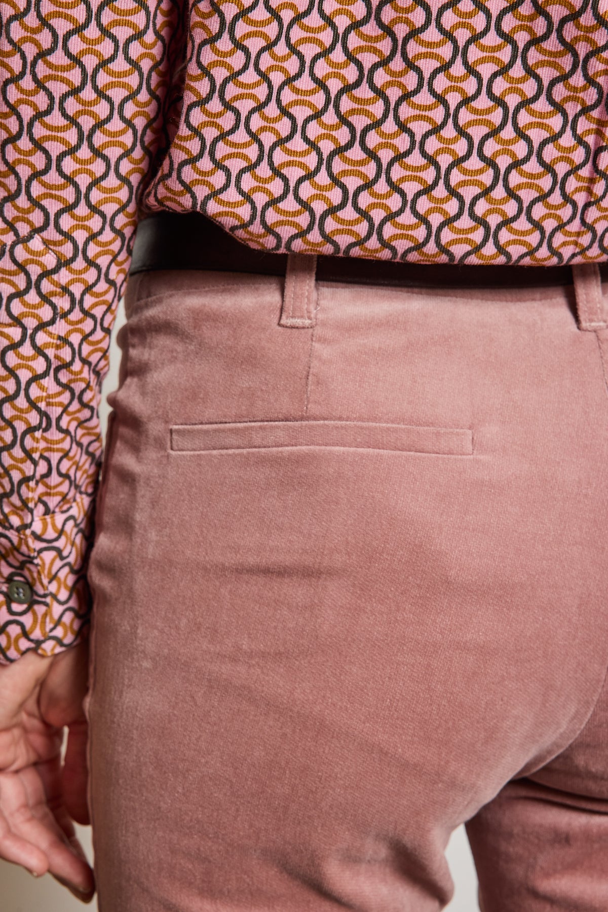 VELVET FLARED PANTS ANTIQUE ROSE