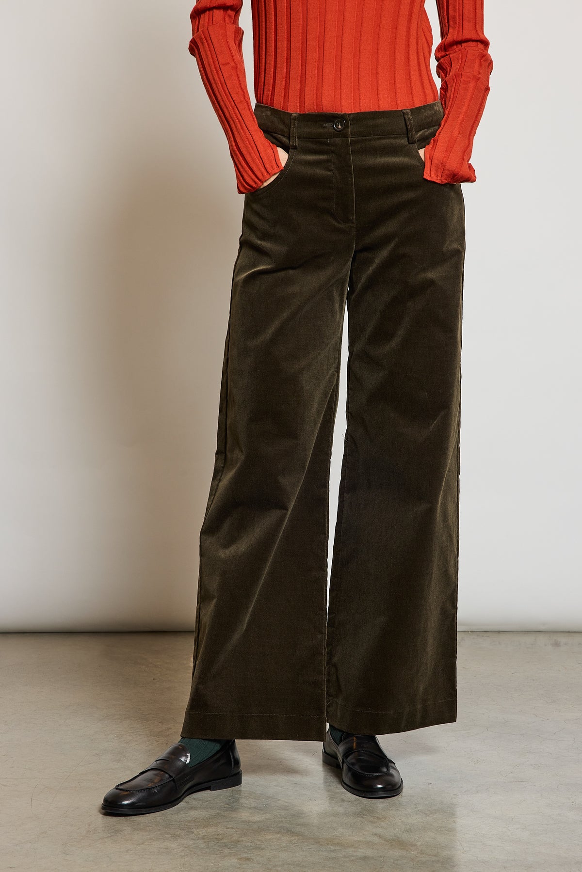 JEAN EN VELOURS BRONZE