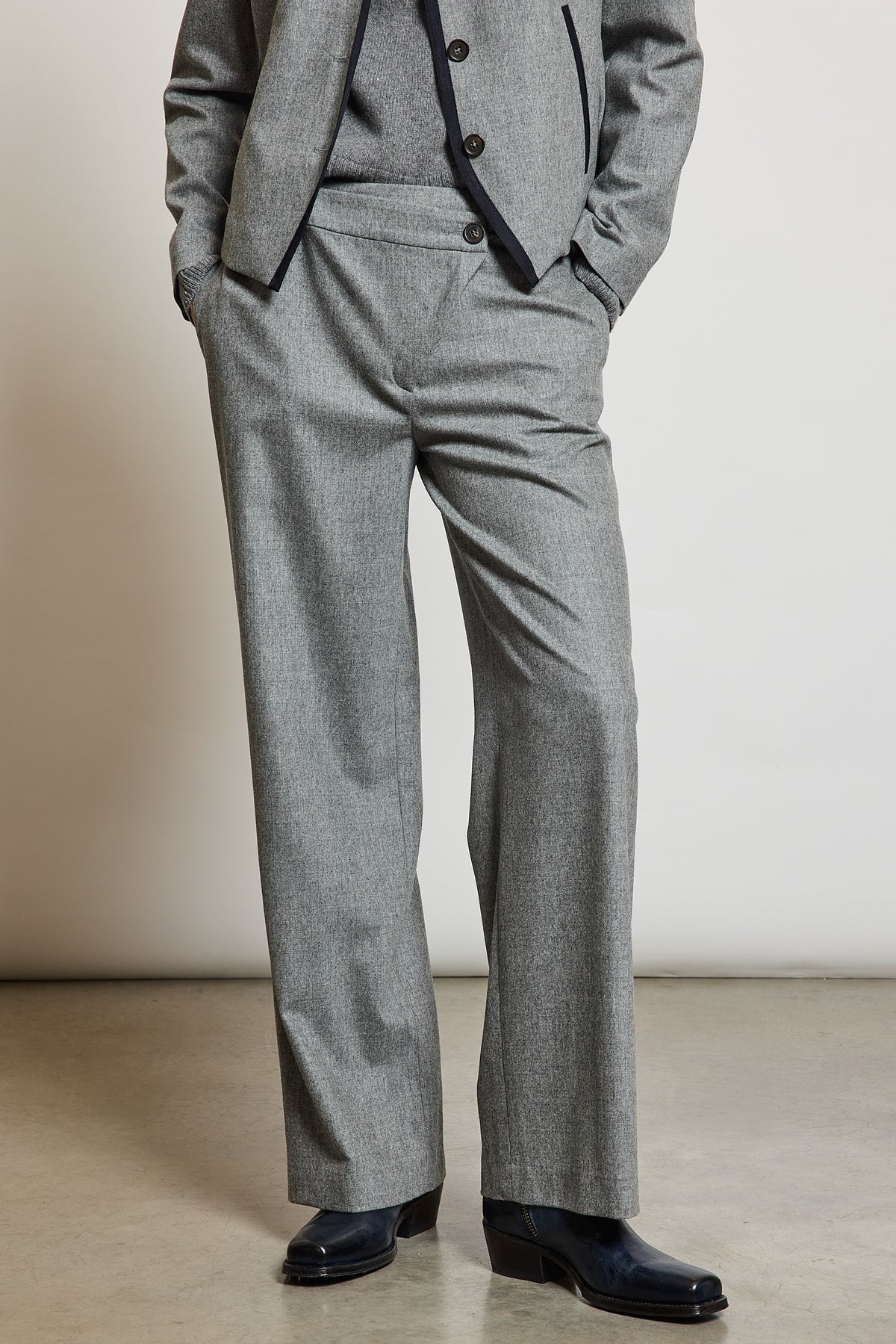 PANTALON LARGE LAINE CACHEMIRE GRIS