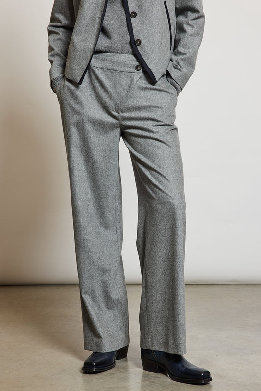 PANTALON LARGE LAINE CACHEMIRE GRIS