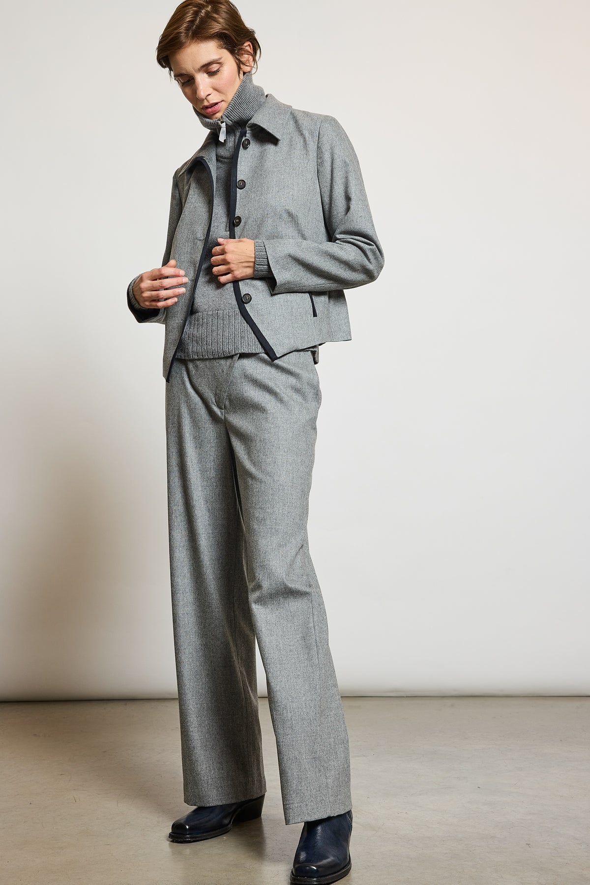 PANTALON LARGE LAINE CACHEMIRE GRIS