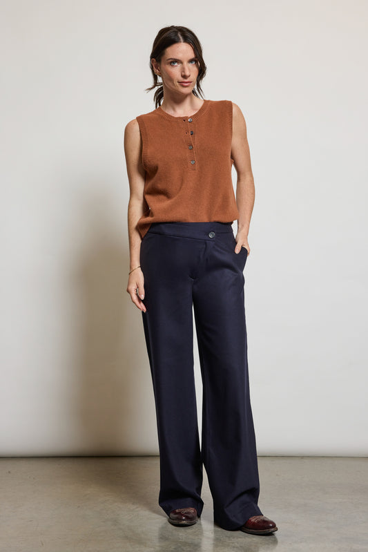 WOOL CASHMERE LARGE PANTS NAVY