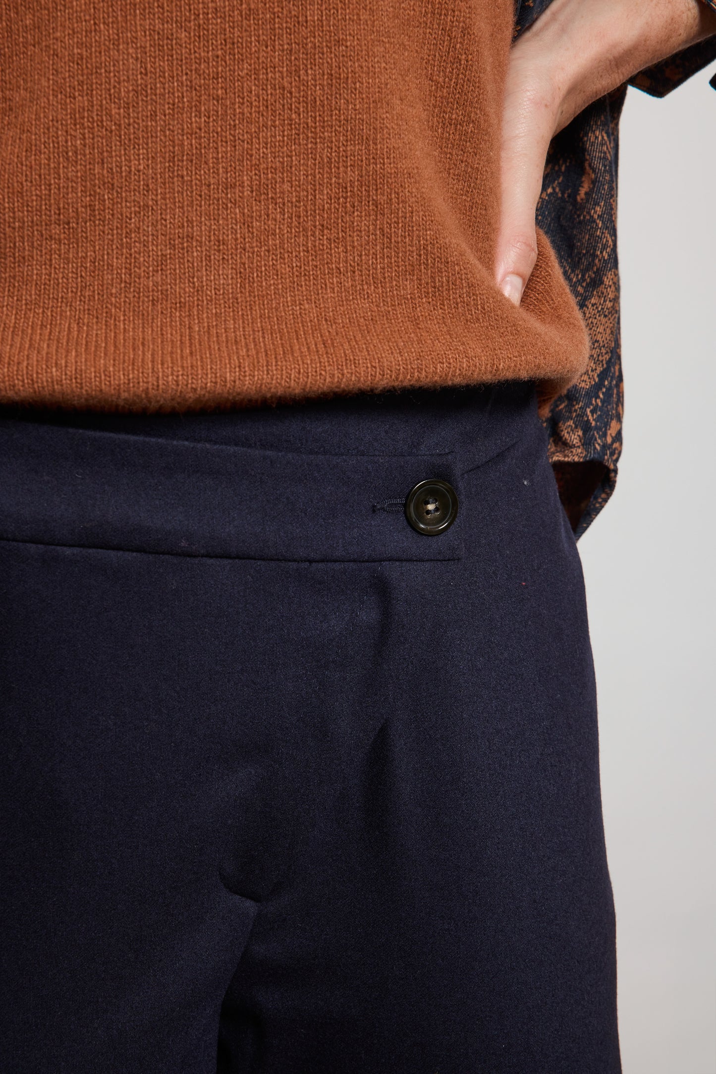 WOOL CASHMERE LARGE PANTS NAVY