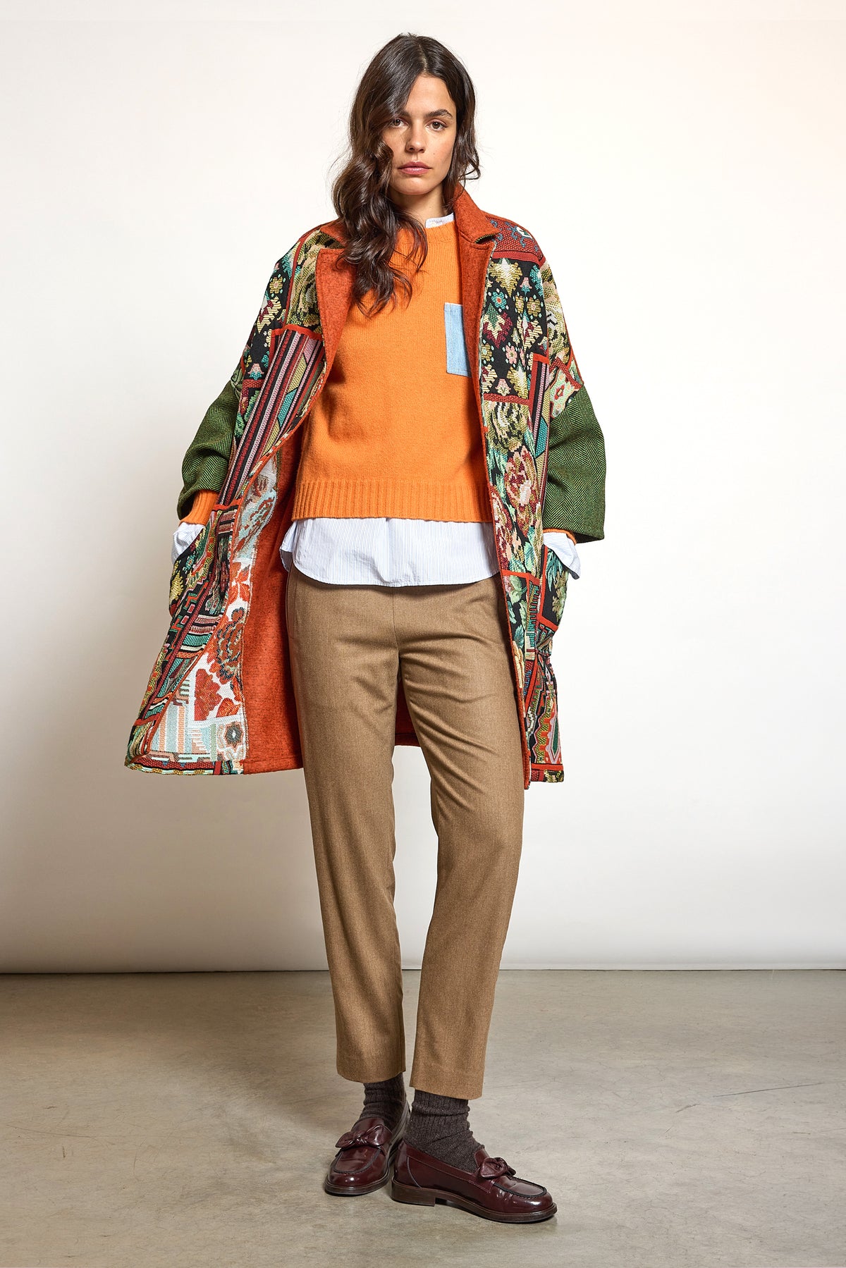 PANTALON CAROTTE CACHEMIRE NOISETTE