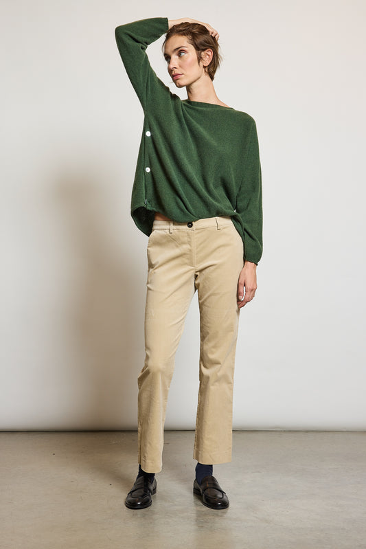 PANTALON TROMPETTE EN VELOURS BEIGE