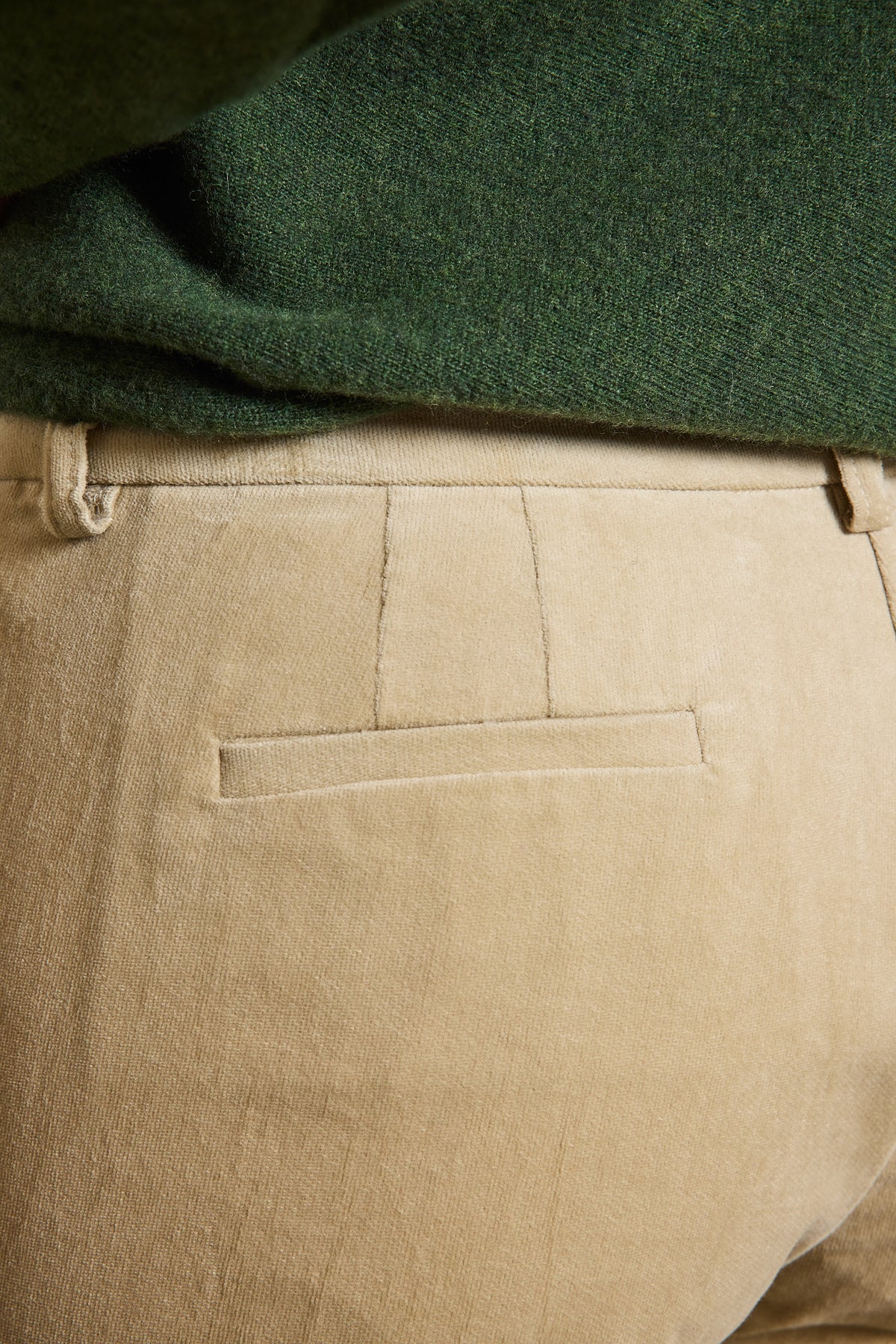 VELVET KICK-FLARED PANTS BEIGE