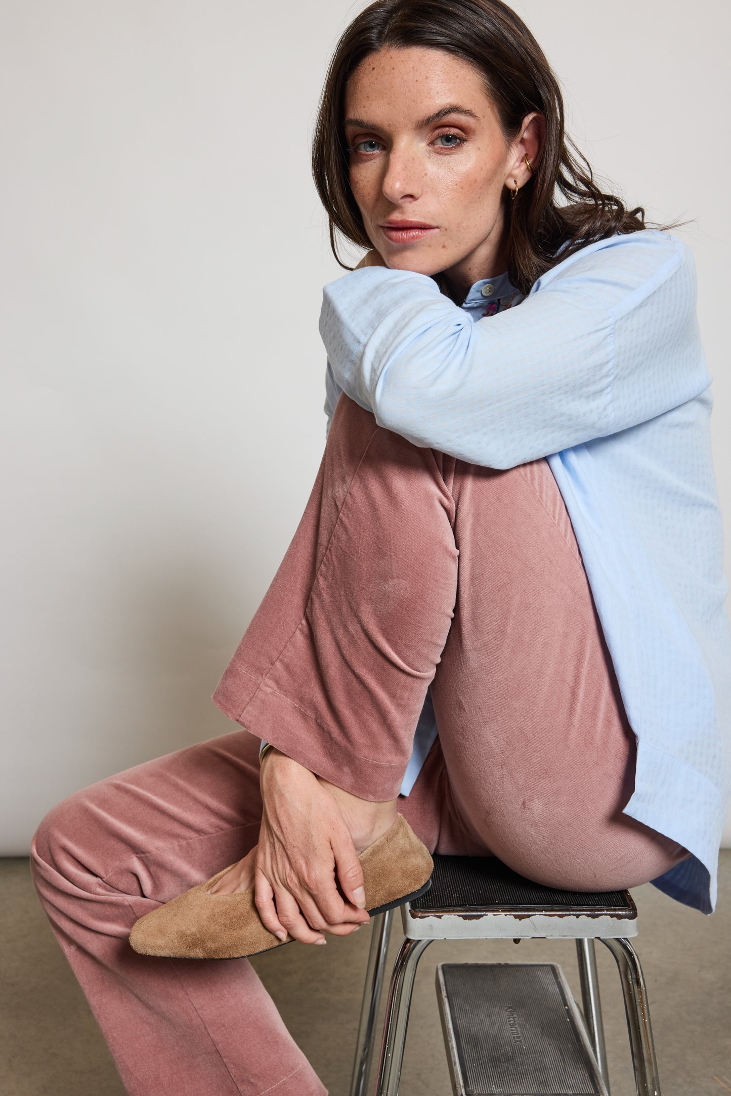 PANTALON TROMPETTE EN VELOURS BUVARD