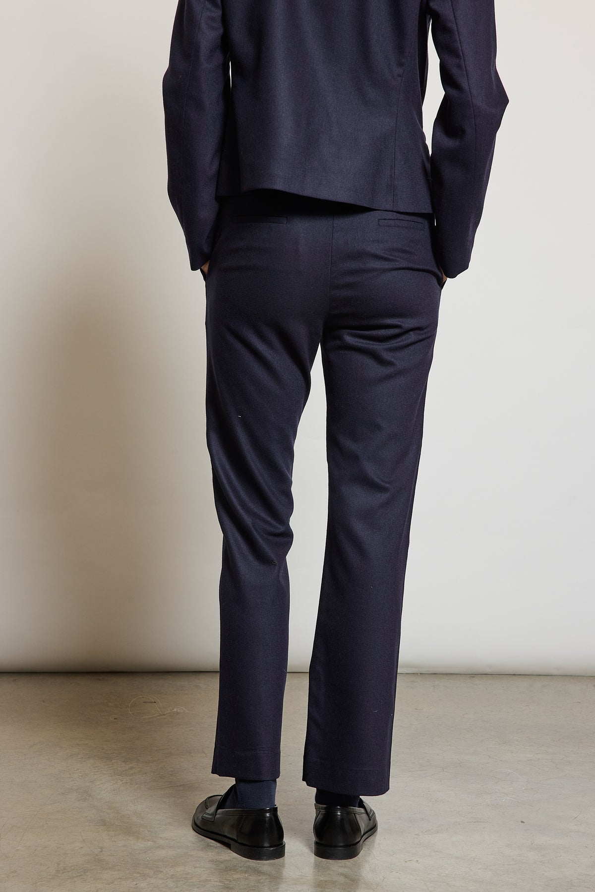 CASHMERE KICK-FLARED PANTS NAVY