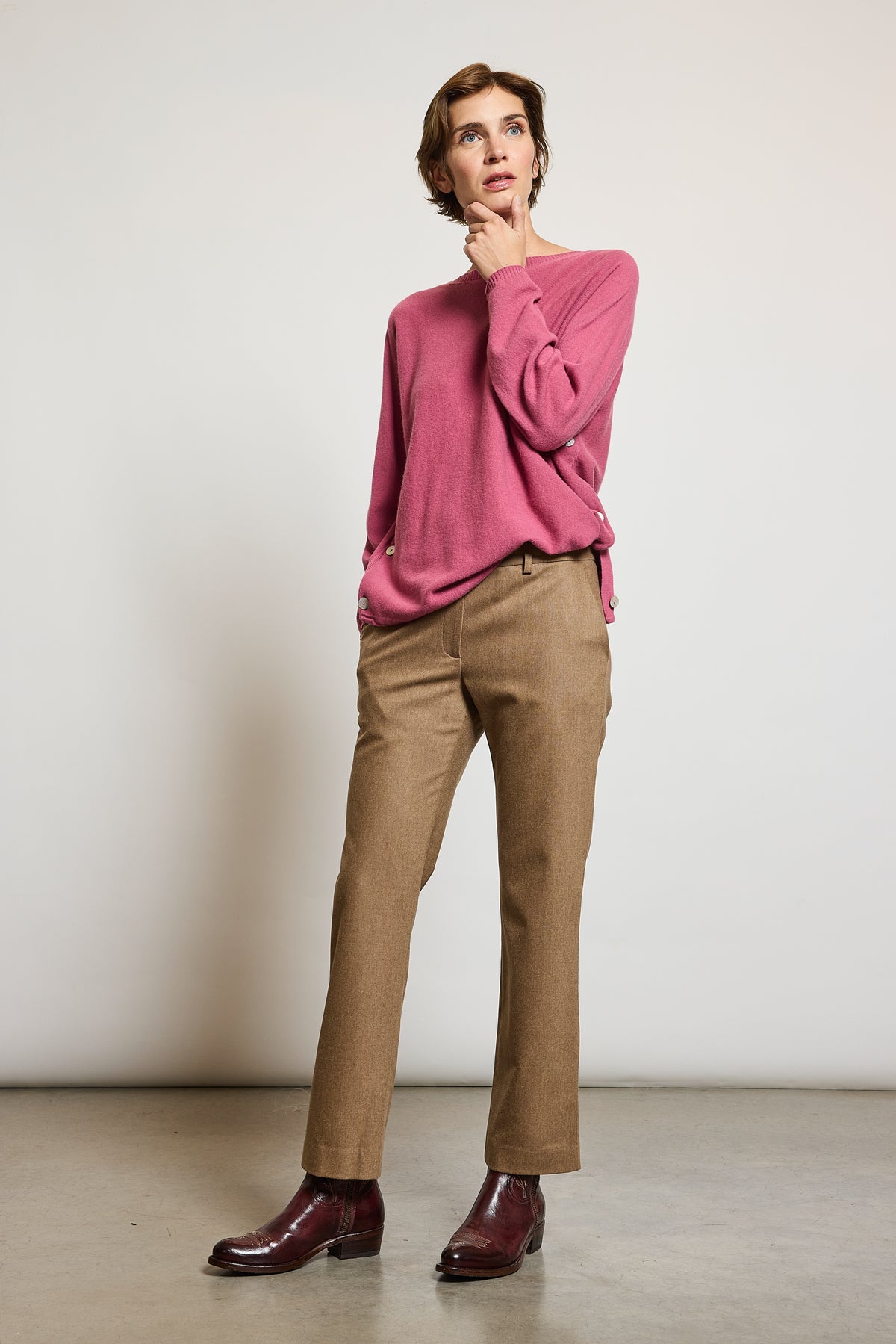 CASHMERE KICK-FLARED PANTS NUT