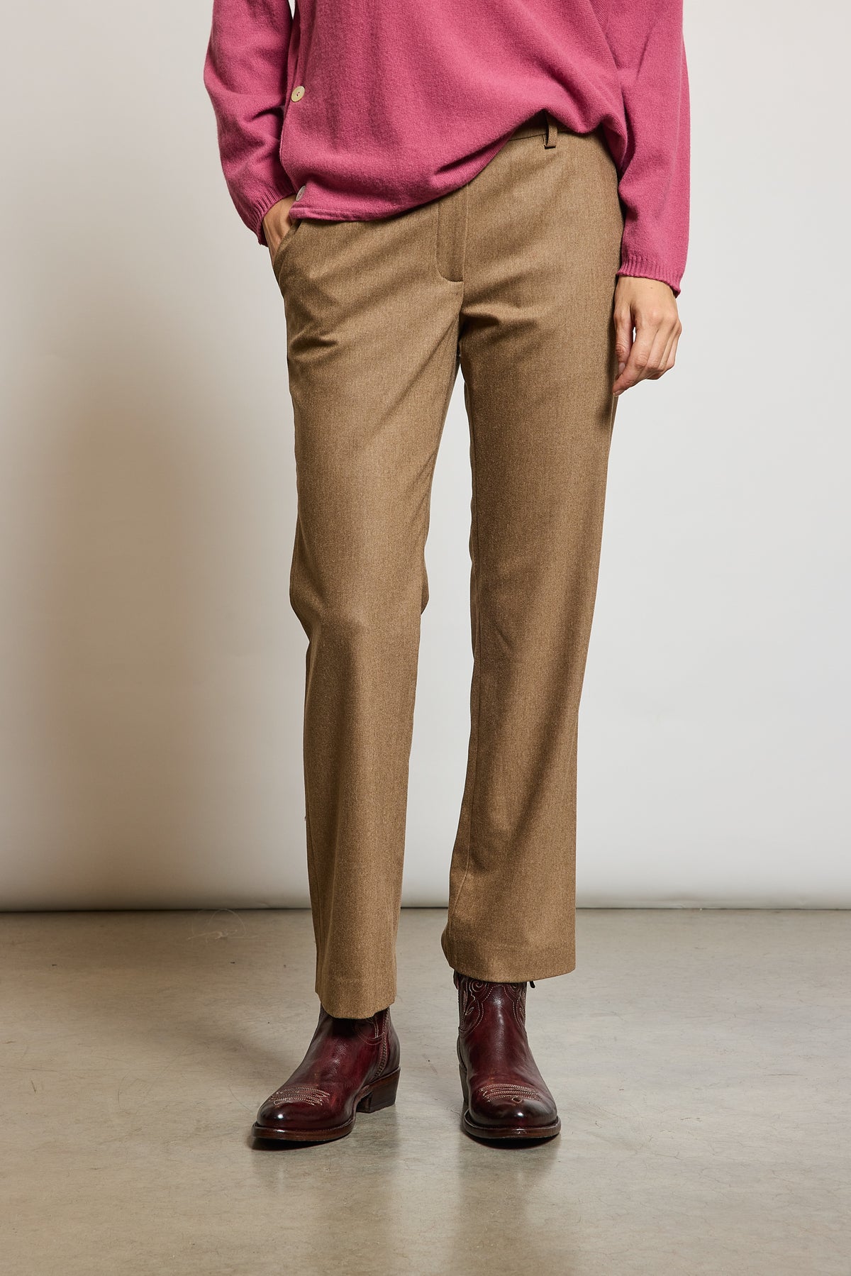 CASHMERE KICK-FLARED PANTS NUT