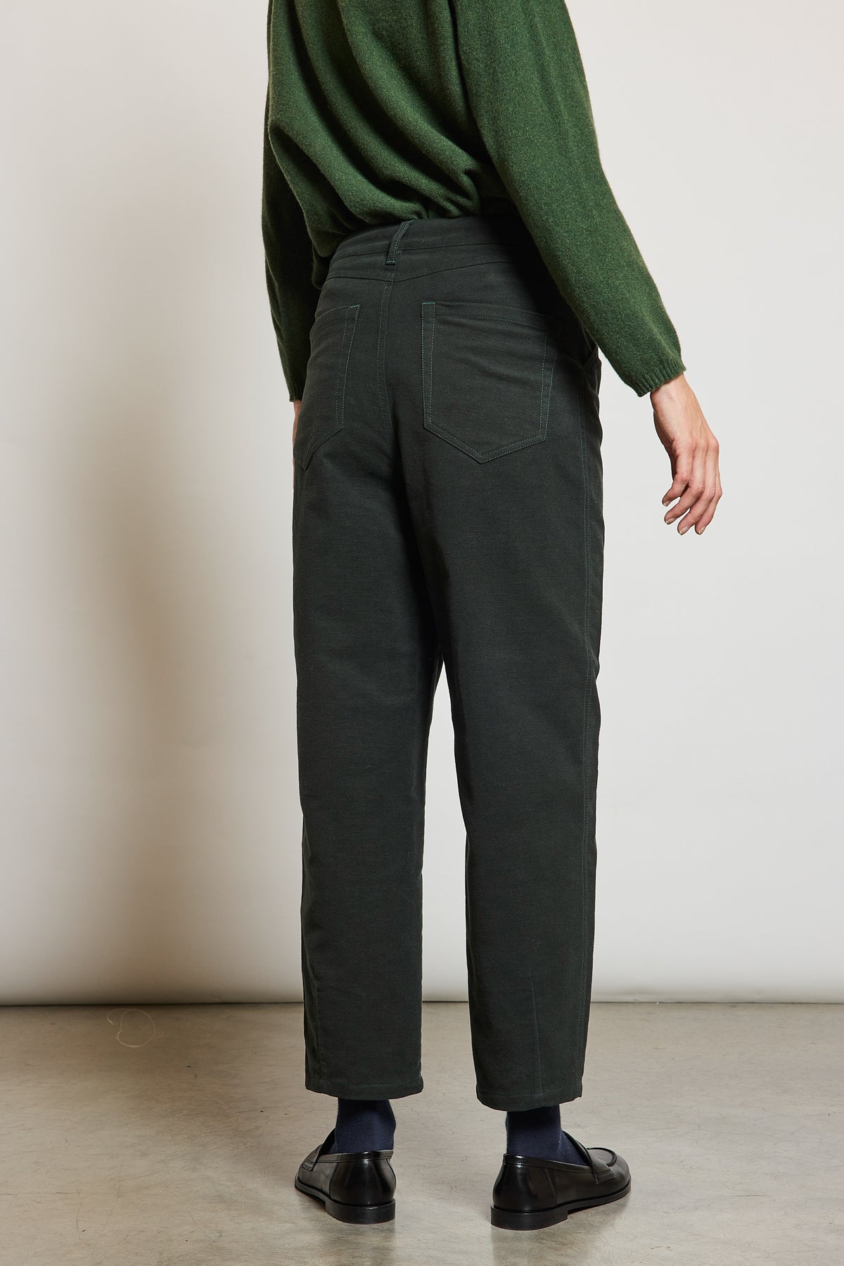 MOLESKIN BARREL PANTS BOTTLE GREEN