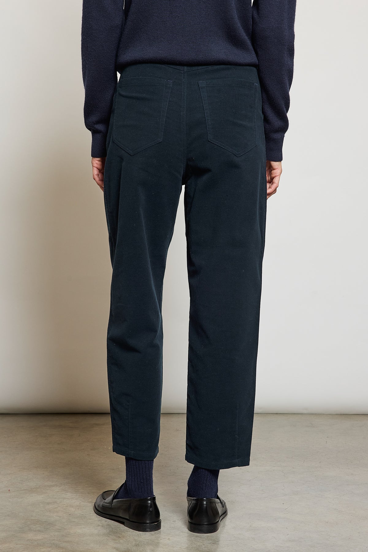MOLESKIN BARREL PANTS NAVY