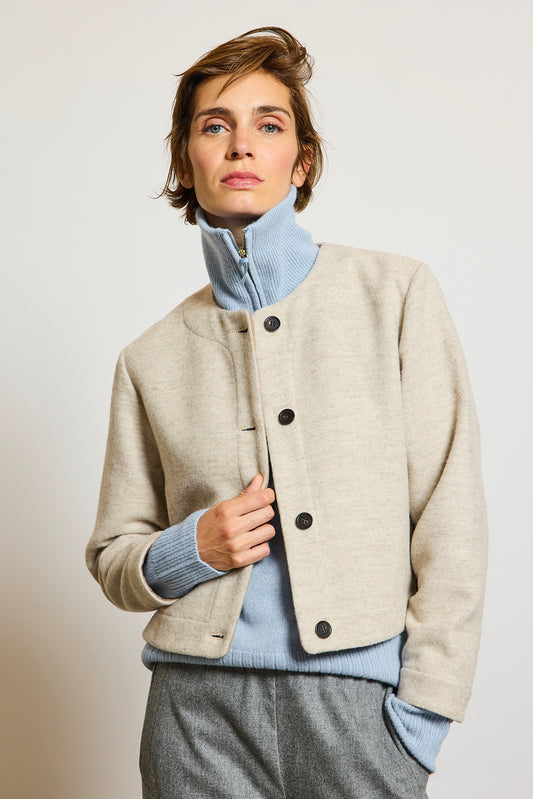 VESTE LAINE CACHEMIRE BEIGE