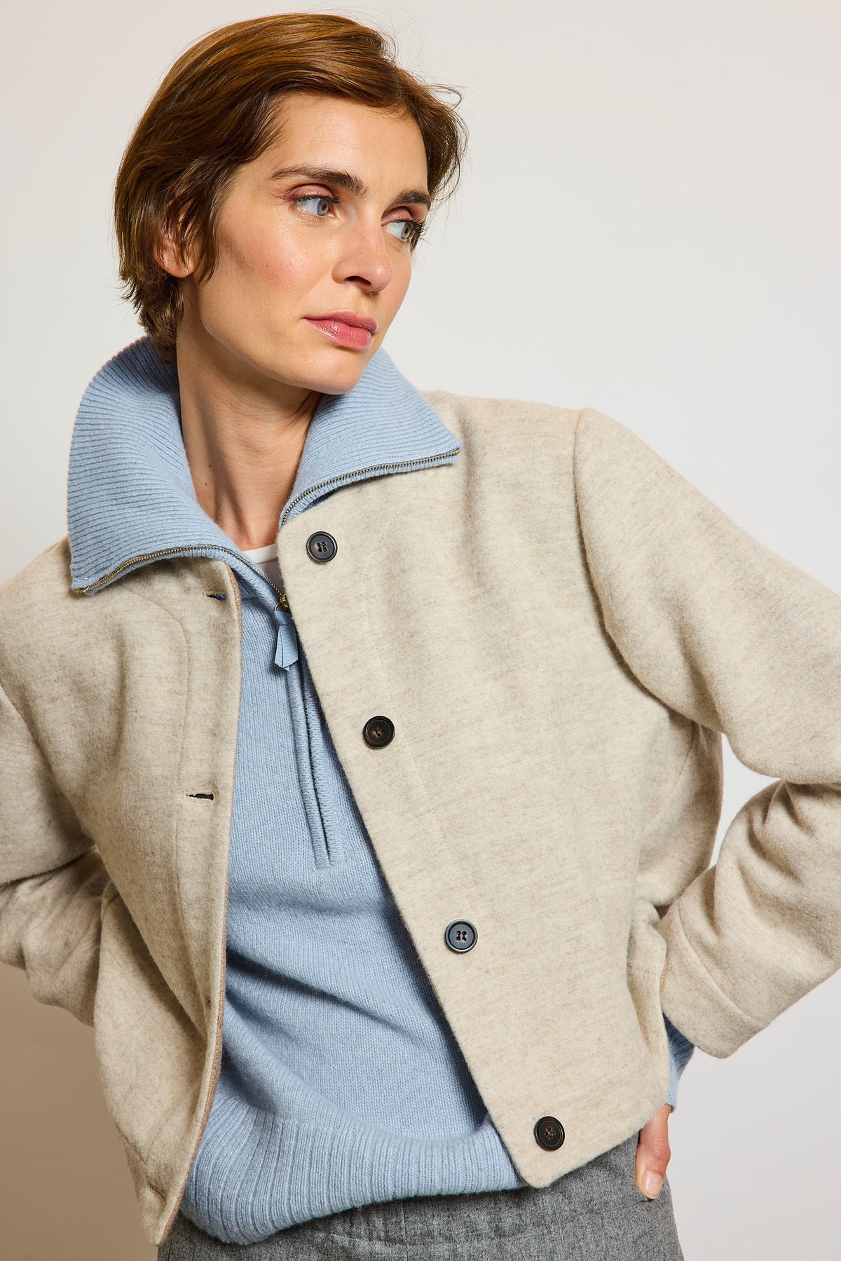 WOOL CASHMERE JACKET BEIGE