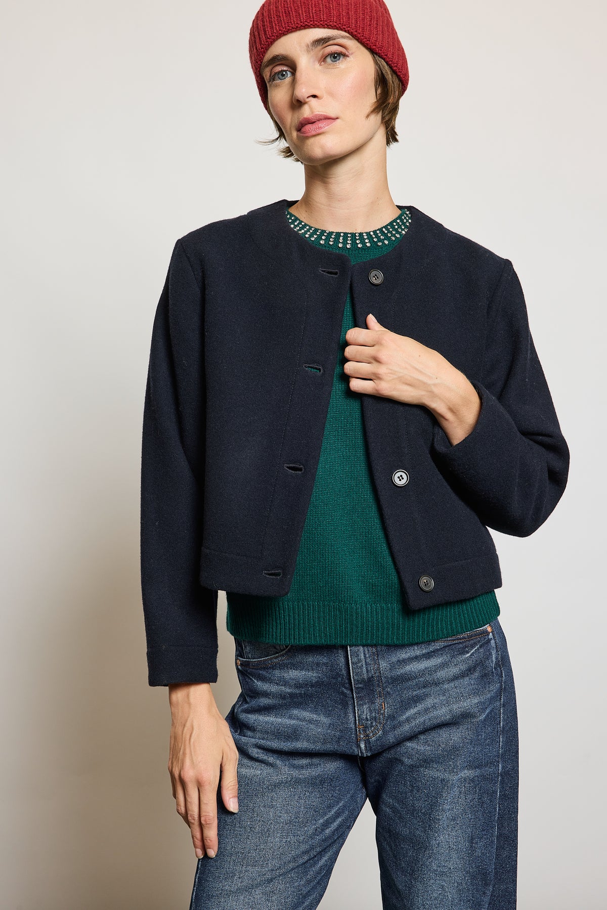 WOOL CASHMERE JACKET NAVY