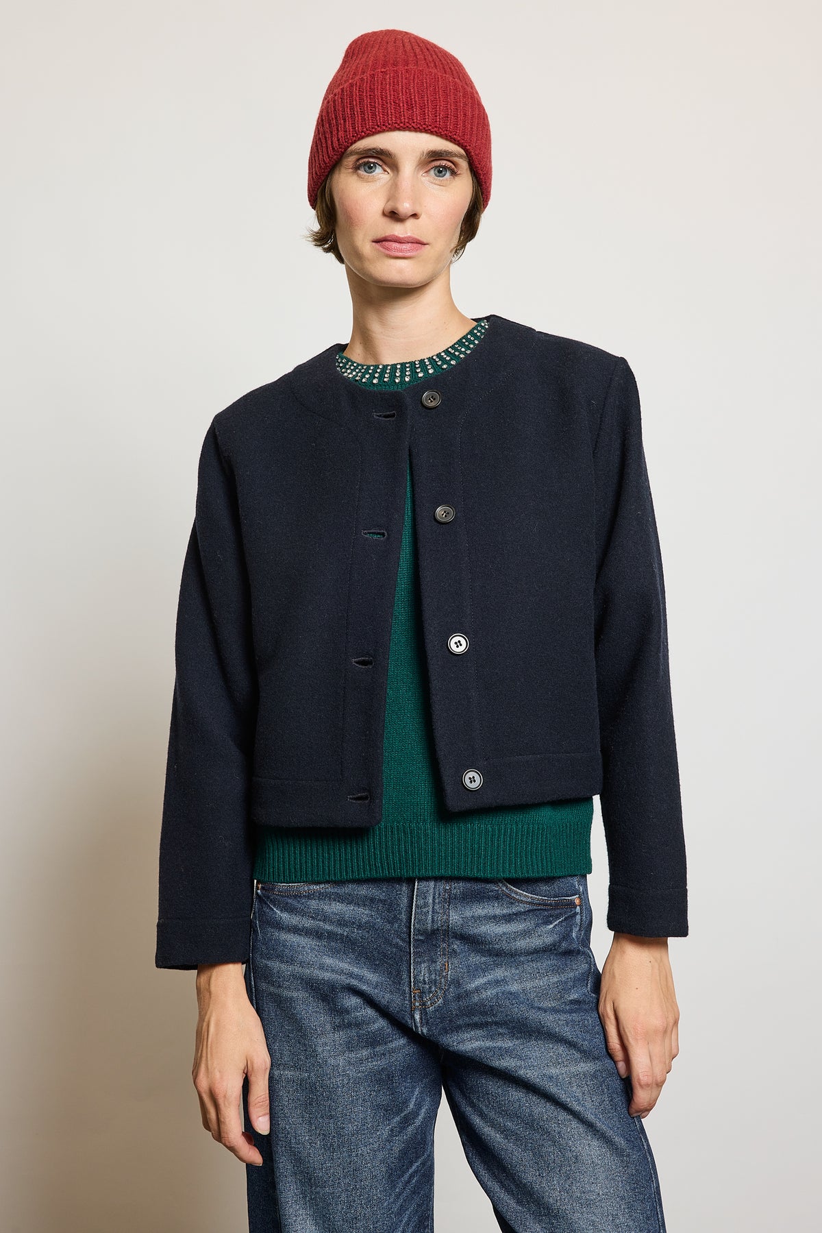WOOL CASHMERE JACKET NAVY