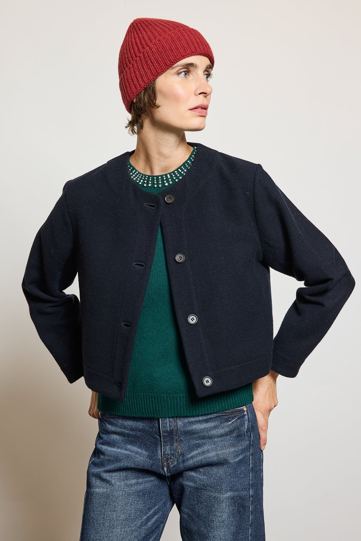WOOL CASHMERE JACKET NAVY