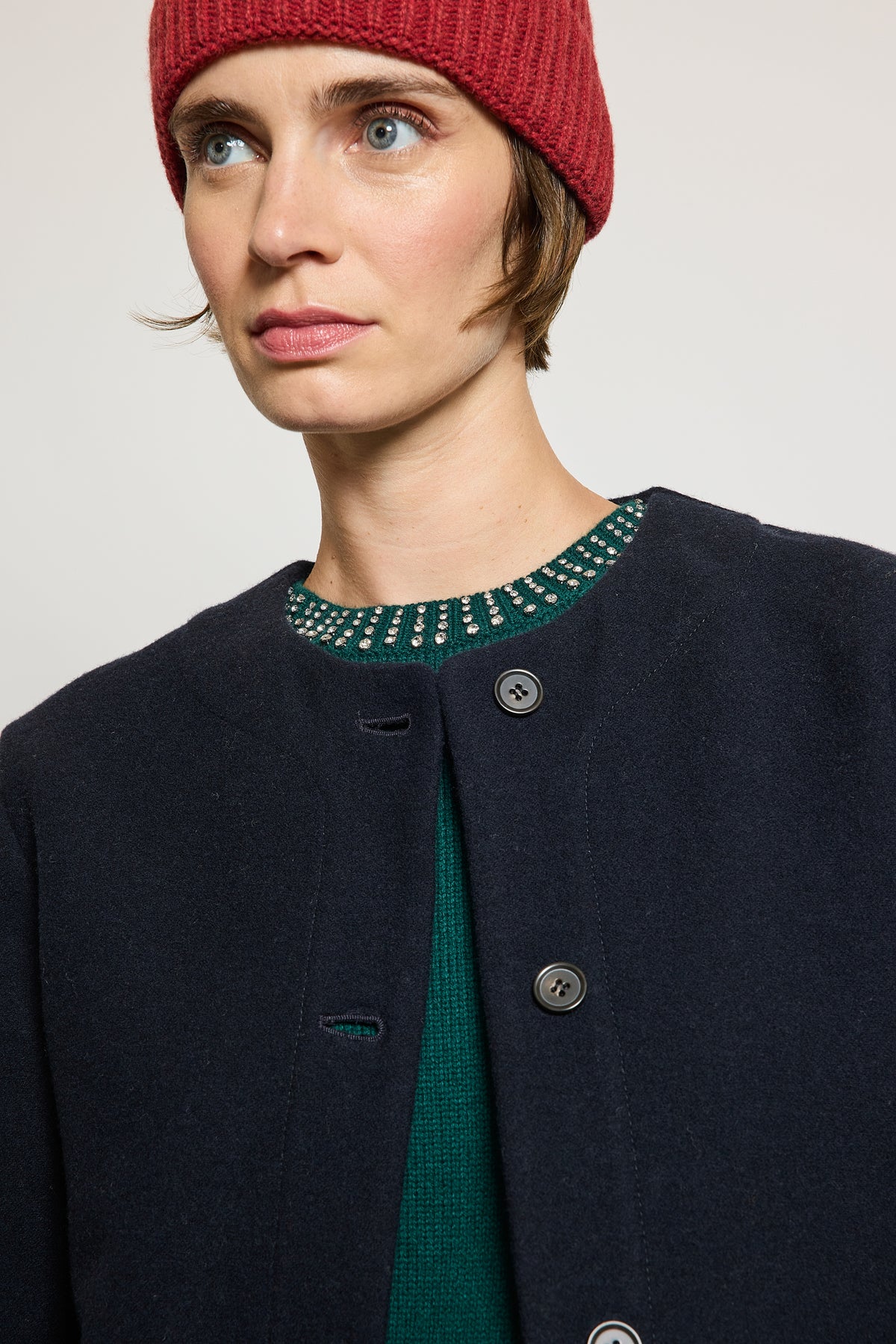 WOOL CASHMERE JACKET NAVY