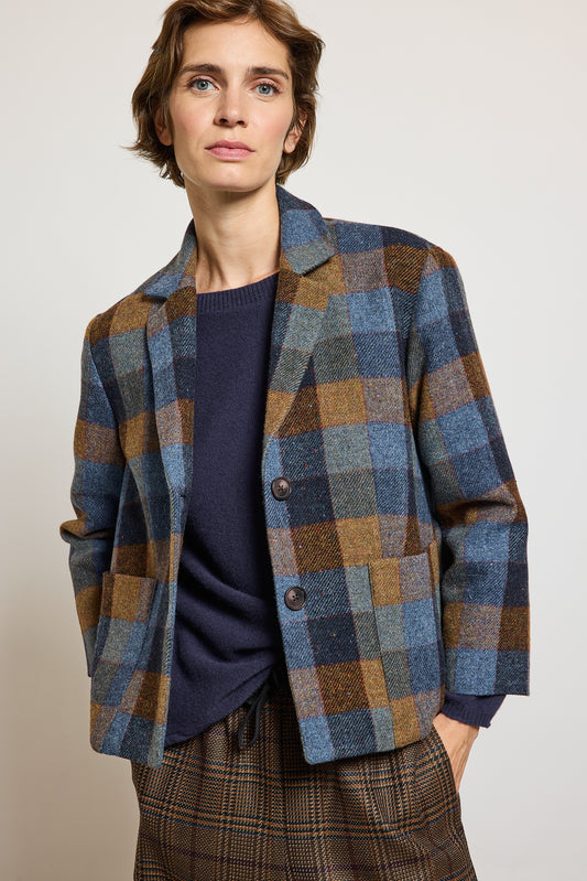 VESTE À CARREAUX BLEUE