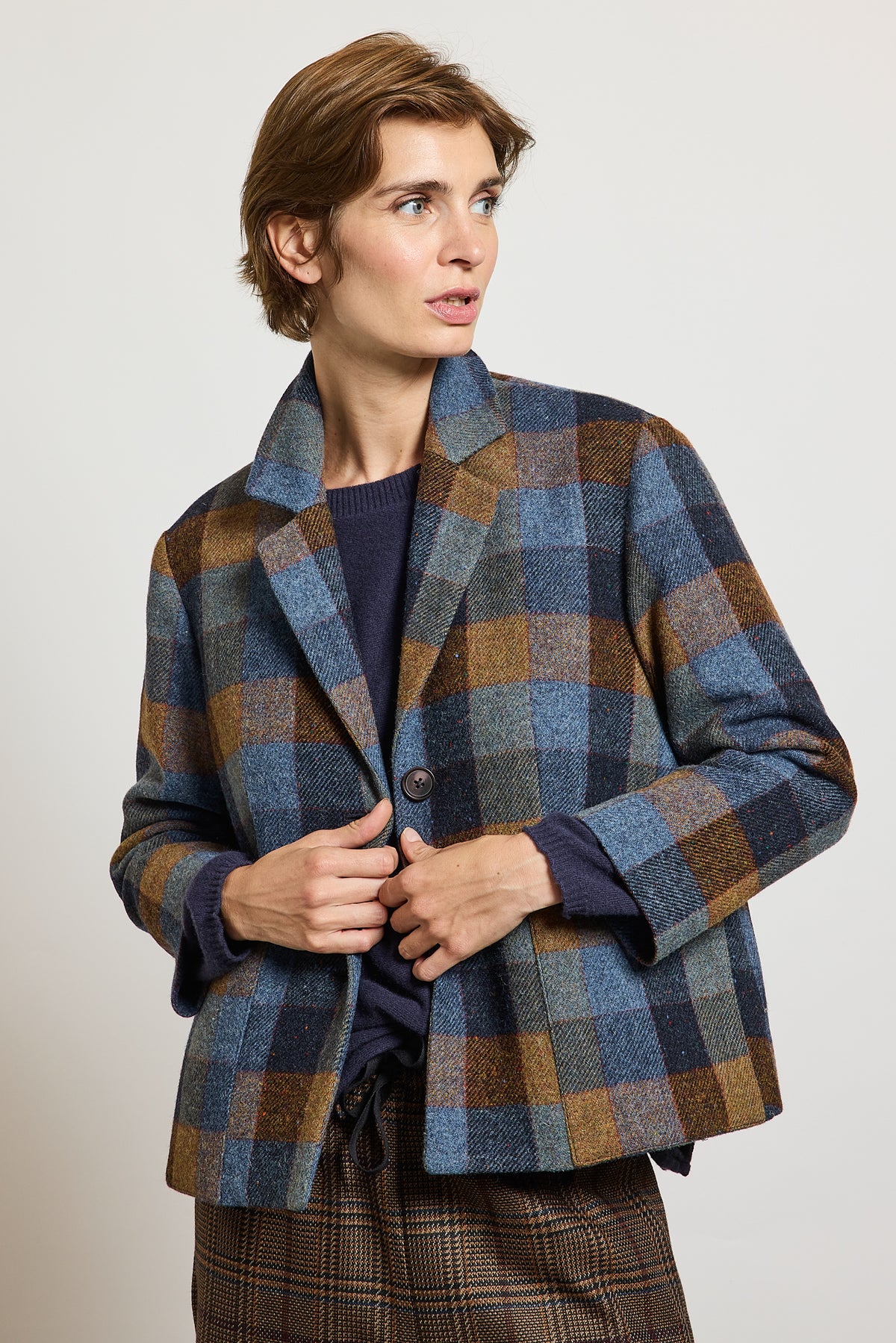 VESTE À CARREAUX BLEUE
