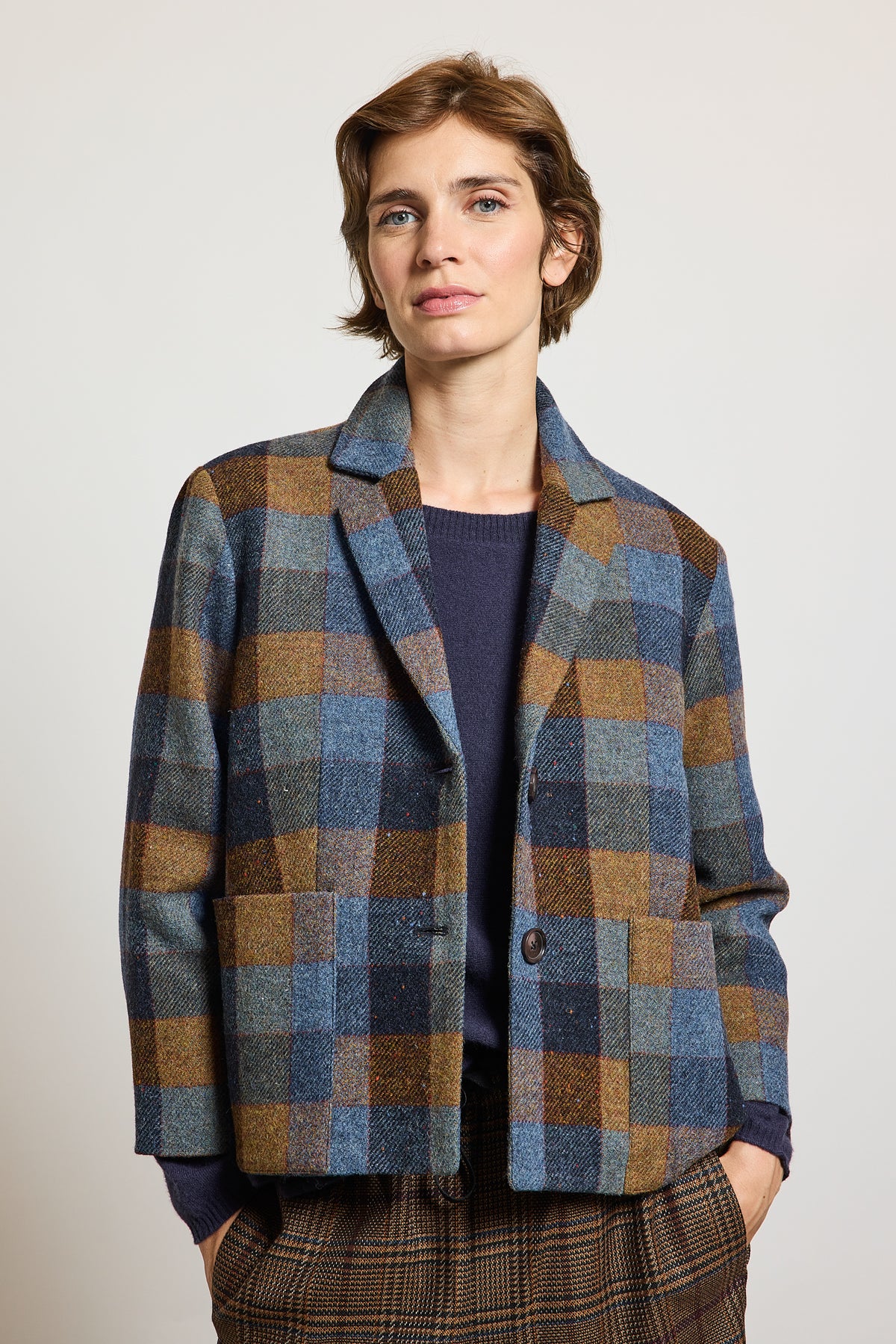 VESTE À CARREAUX BLEUE