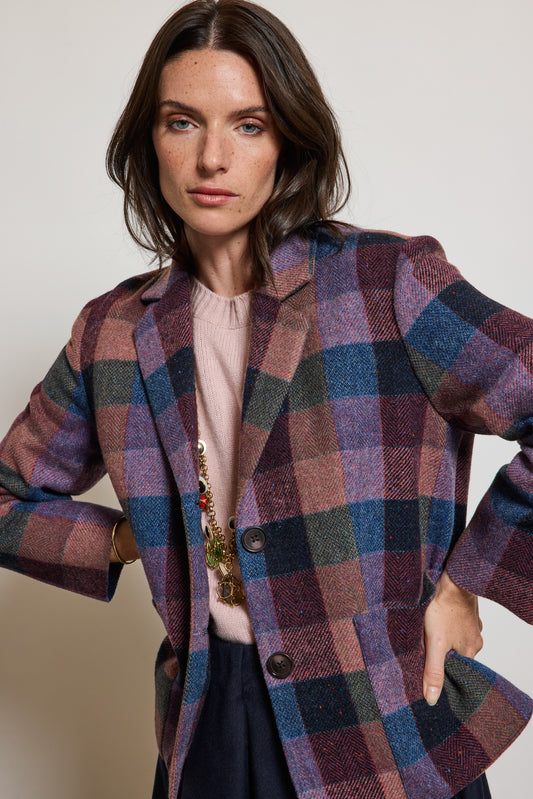 CHECKED WOOL JACKET PURPLE