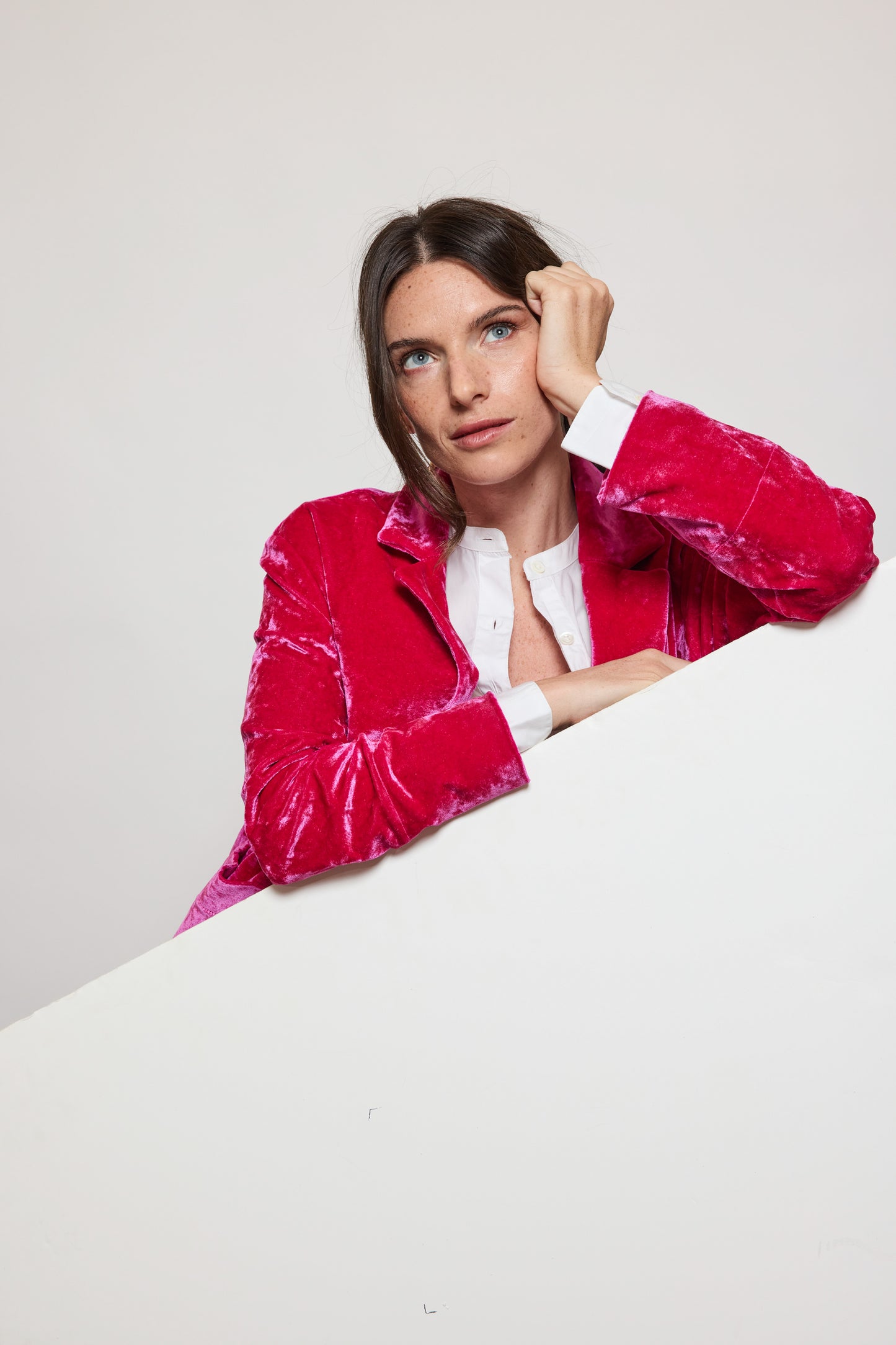 VESTE EN PANNE DE VELOURS CYCLAMEN