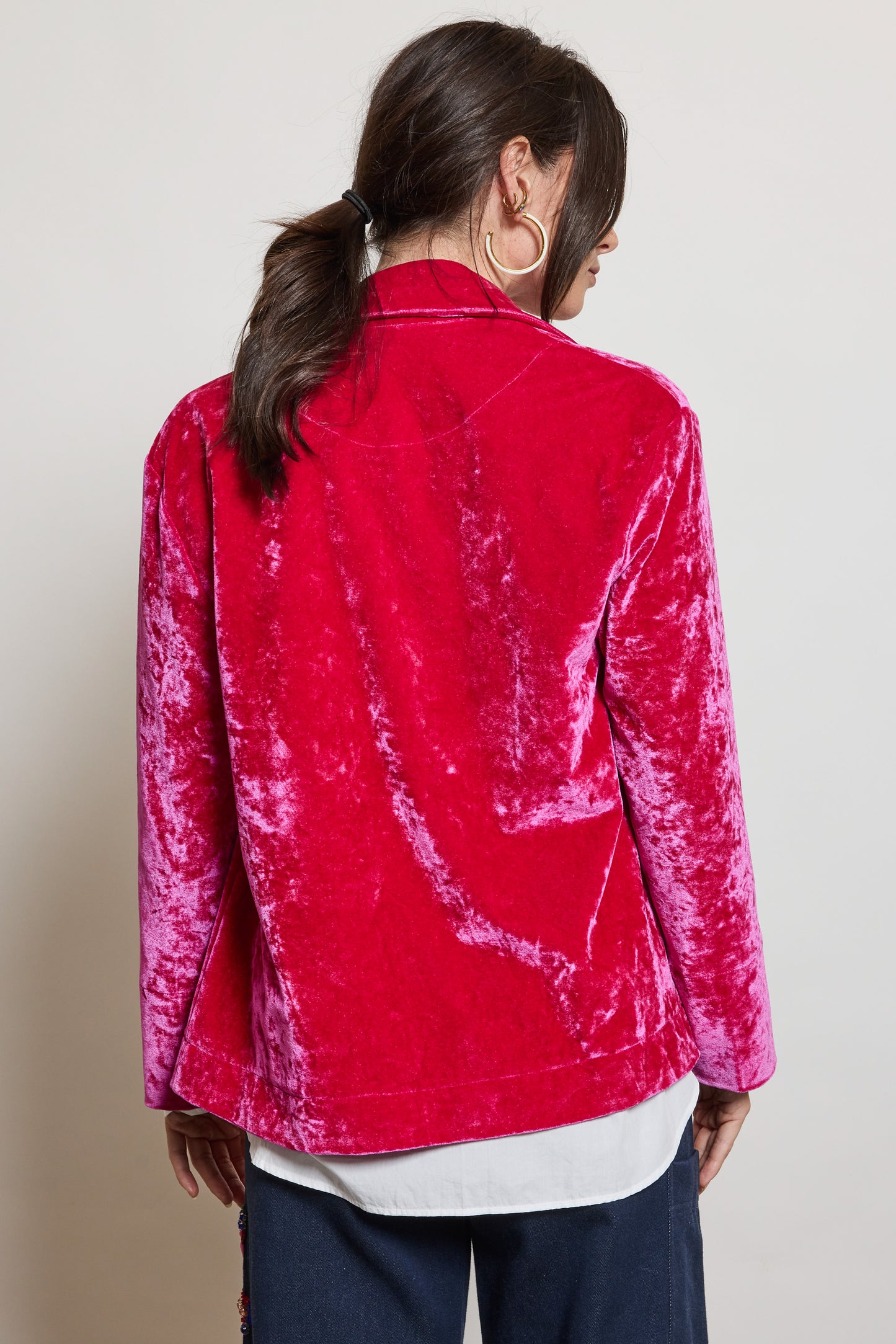 VESTE EN PANNE DE VELOURS CYCLAMEN