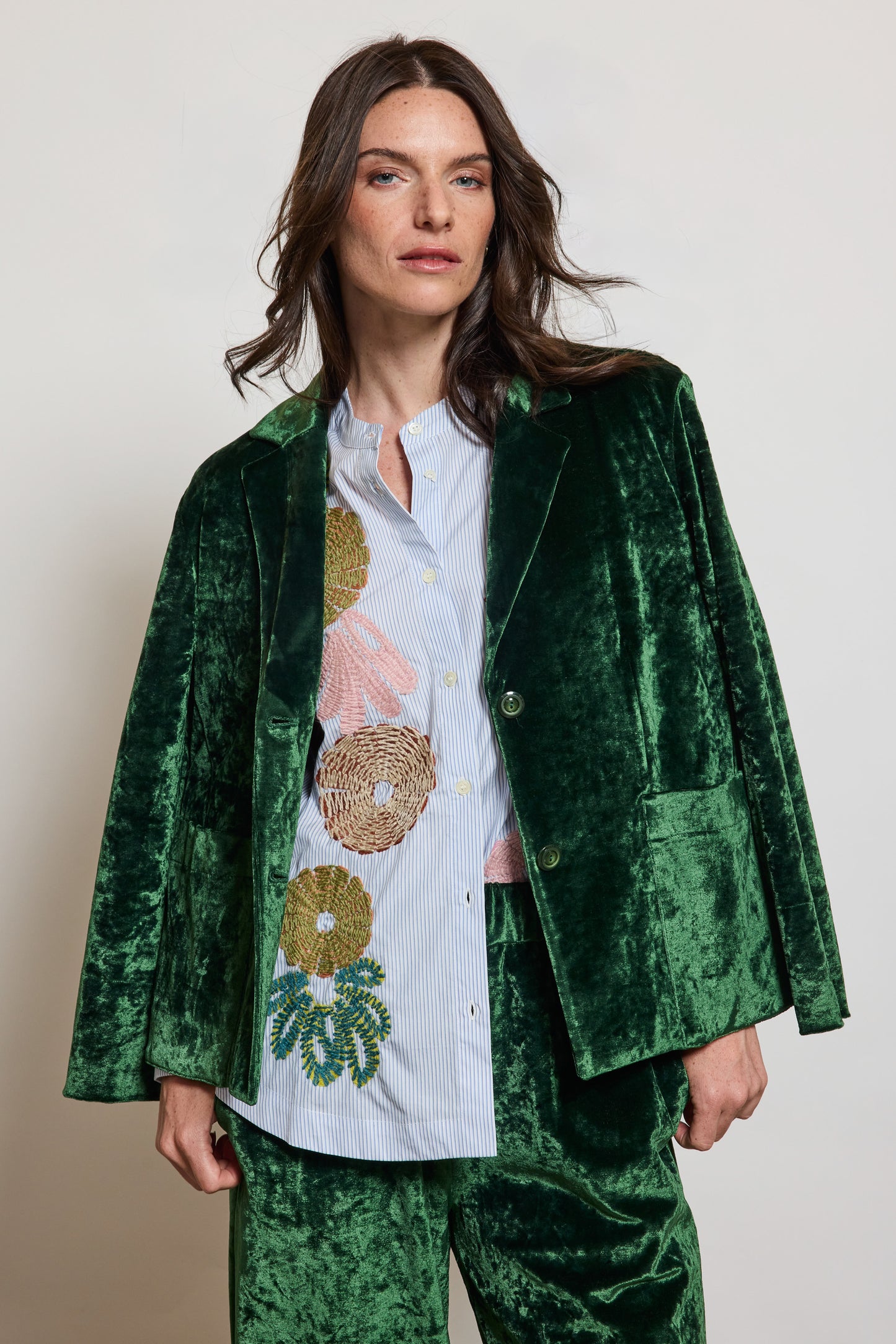 VESTE EN PANNE DE VELOURS PIN