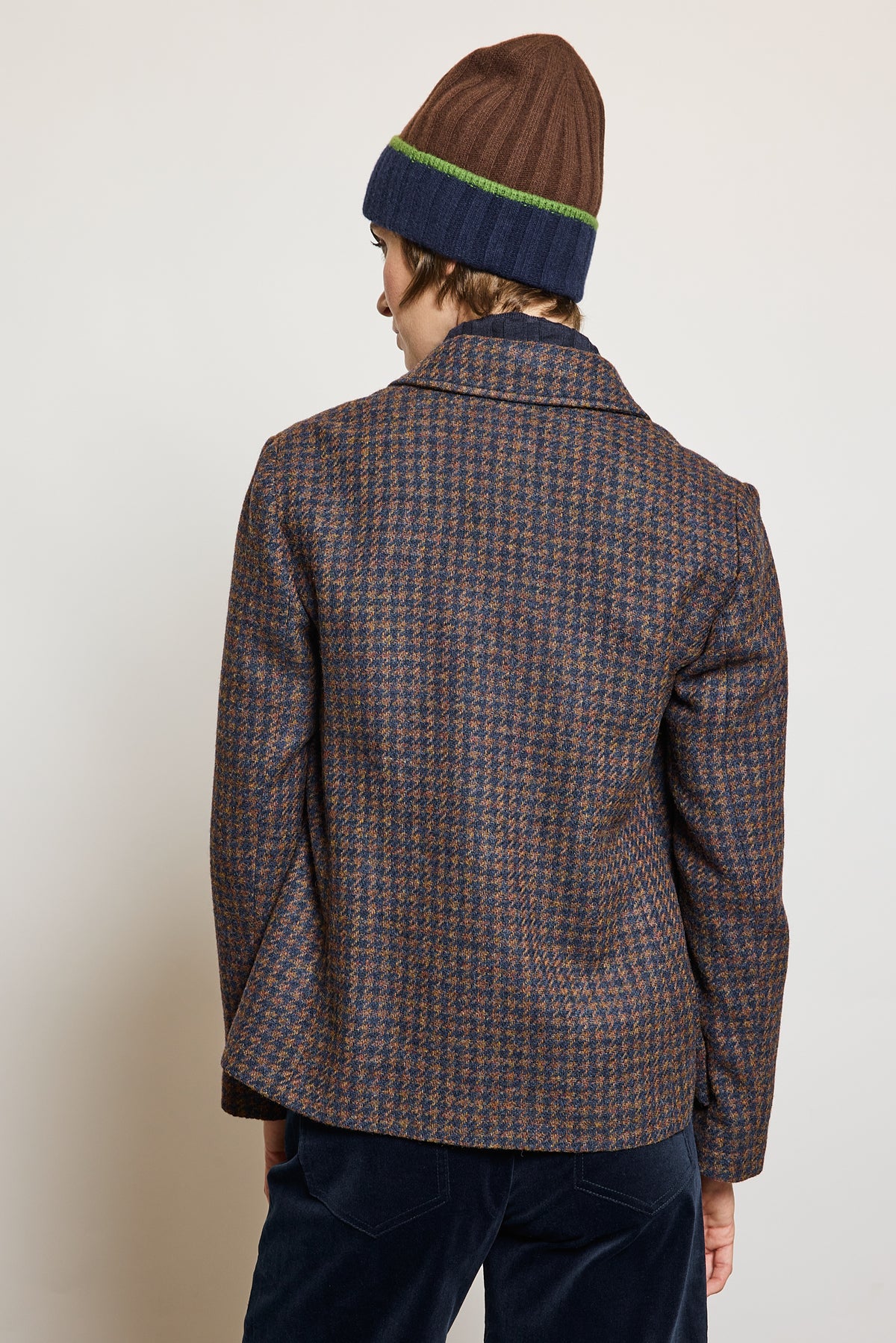 VESTE EN LAINE CINTRÉE PIED-DE-POULE`