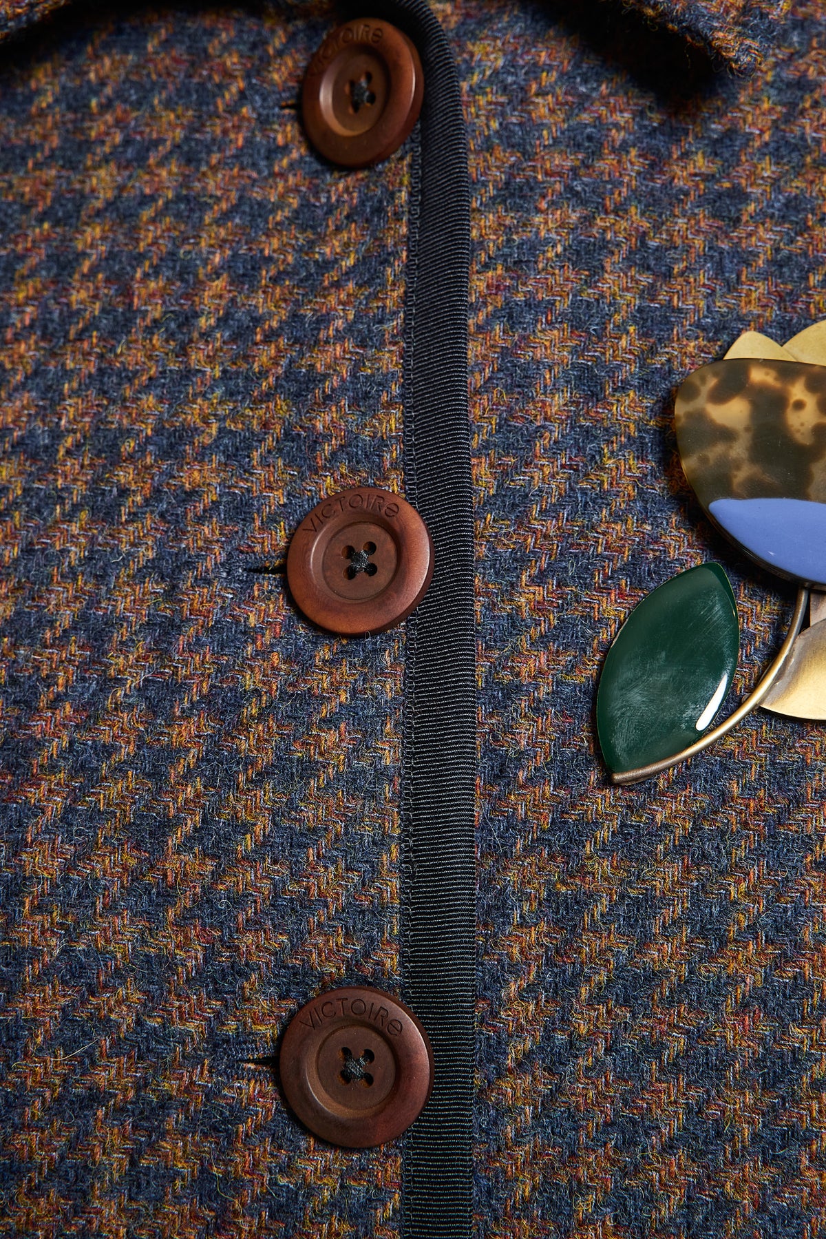 VESTE EN LAINE CINTRÉE PIED-DE-POULE`
