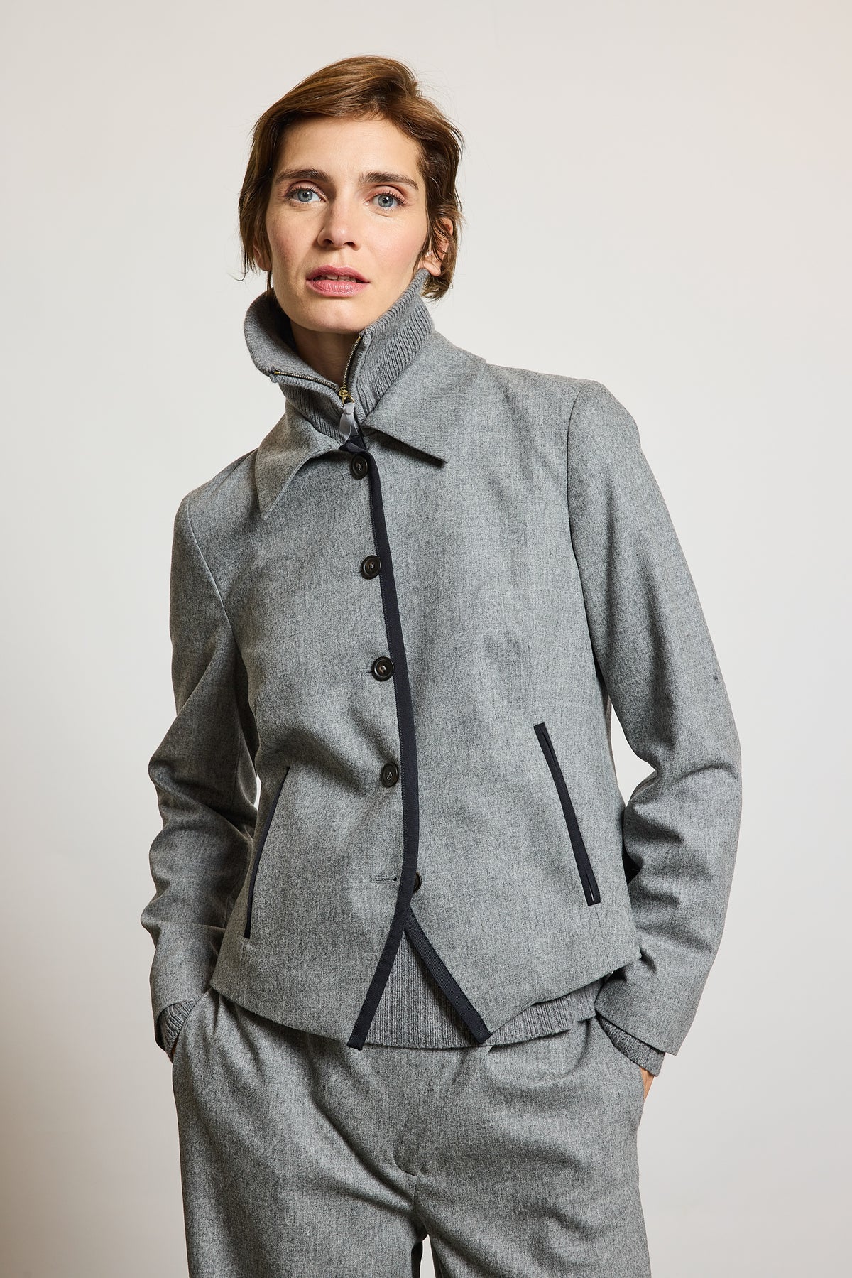 WOOL CASHMERE JACKET GREY
