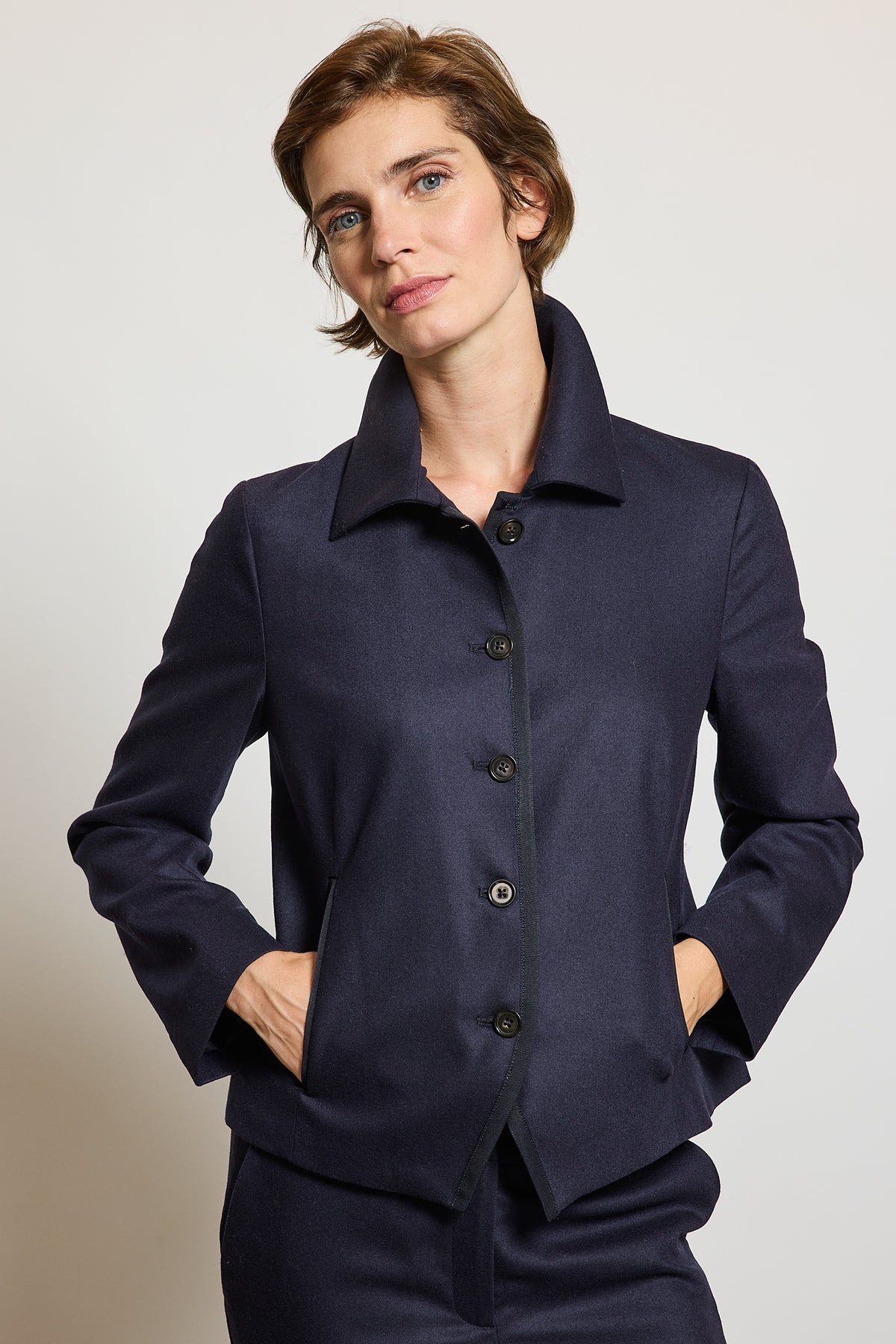 WOOL CASHMERE JACKET NAVY