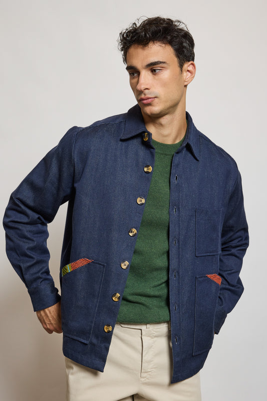 SURCHEMISE EN JEAN BRODÉE BLEUE