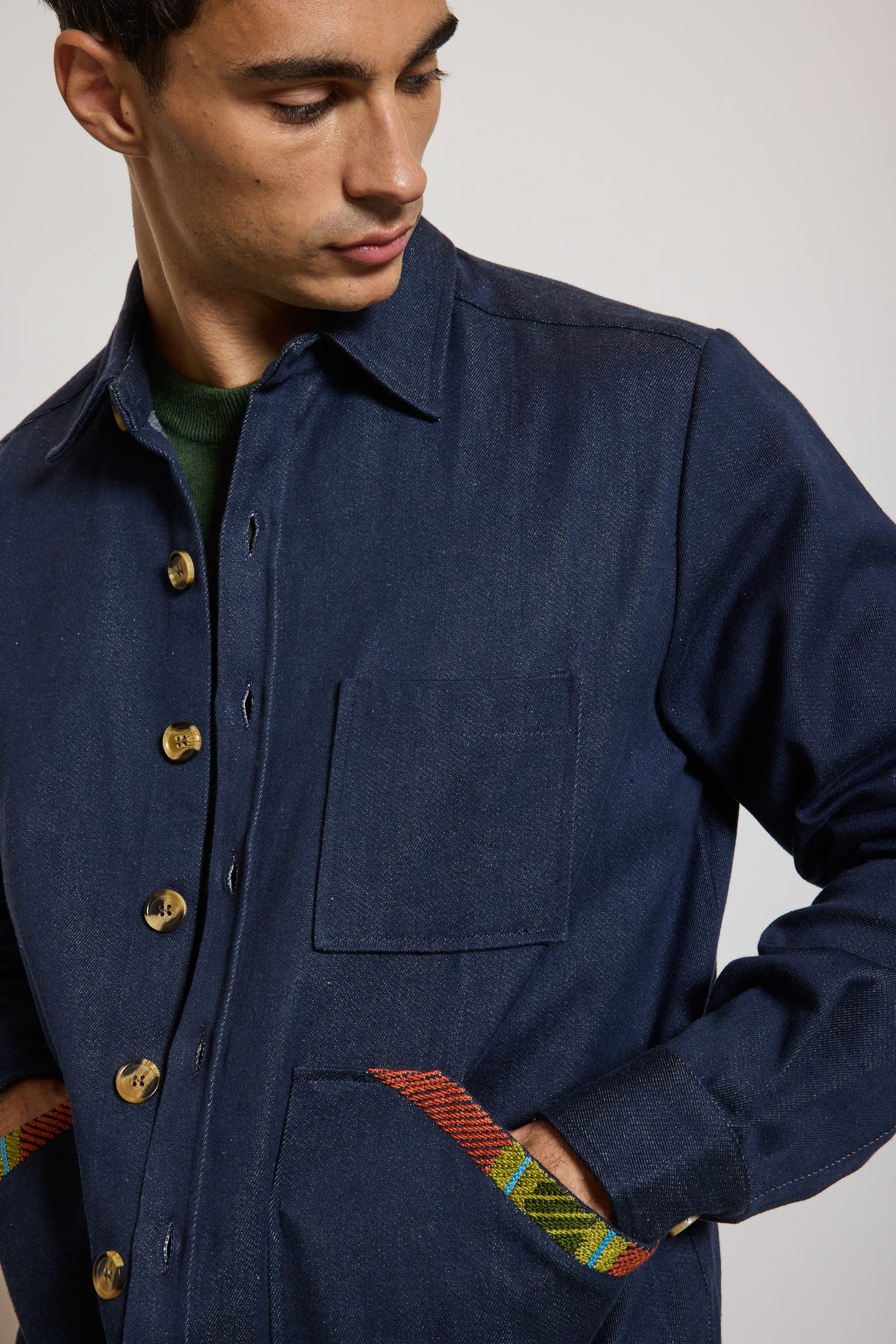 SURCHEMISE EN JEAN BRODÉE BLEUE