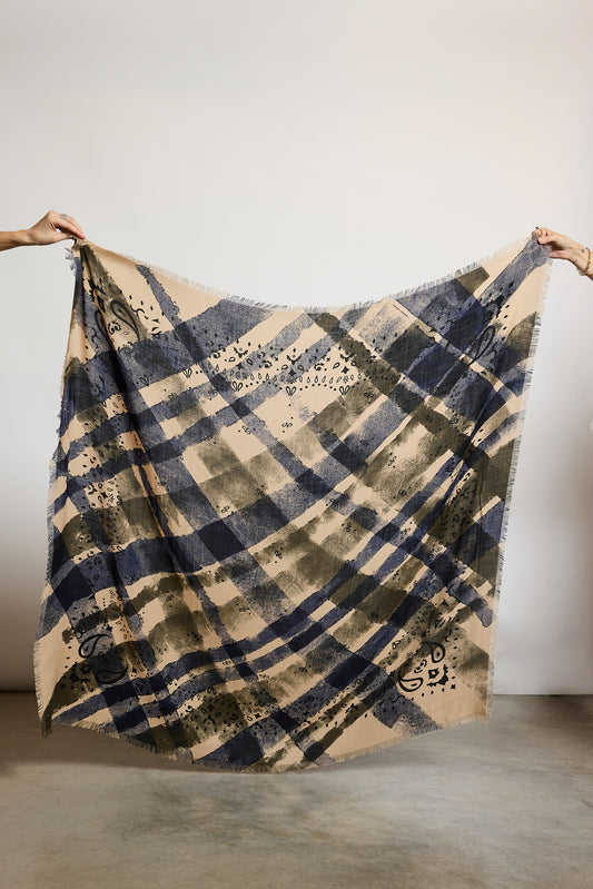 ECHARPE EN LAINE MARINE