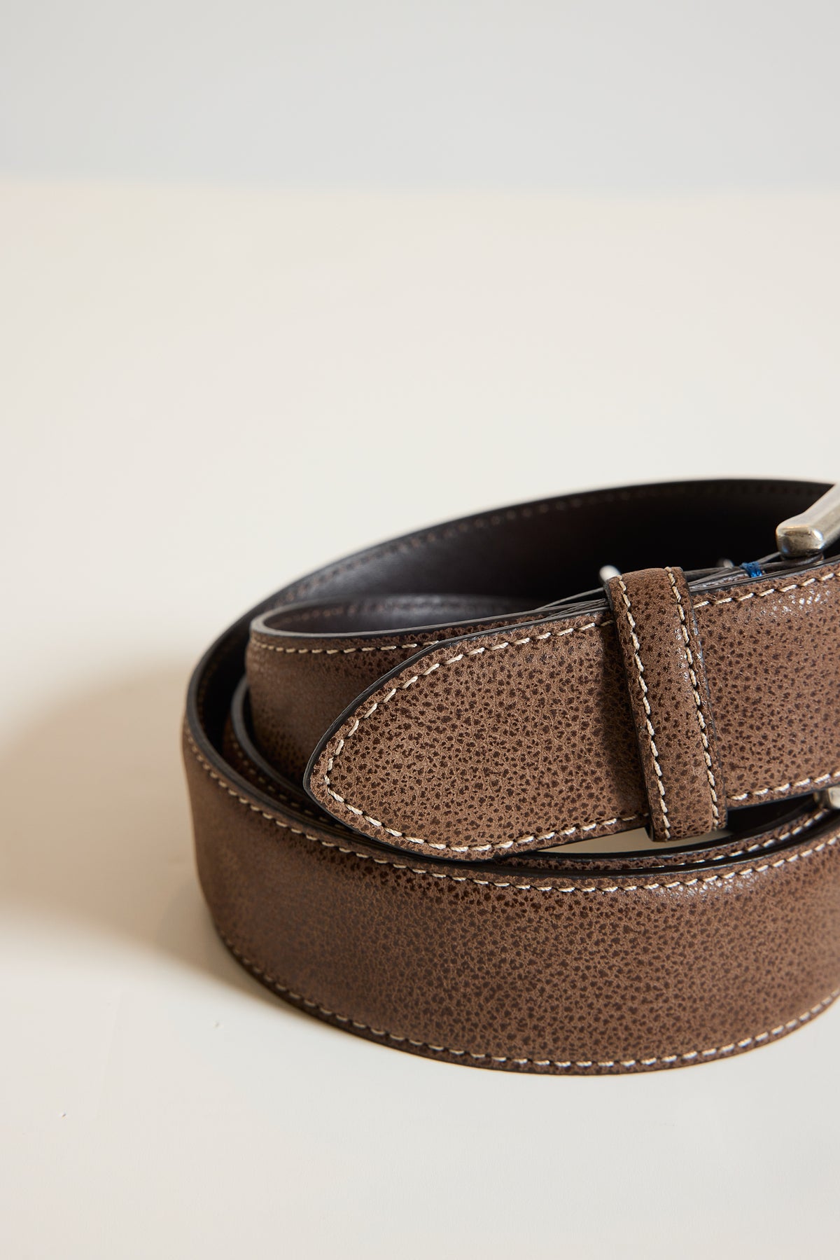 CEINTURE CUIR GRAINÉ CHOCOLAT