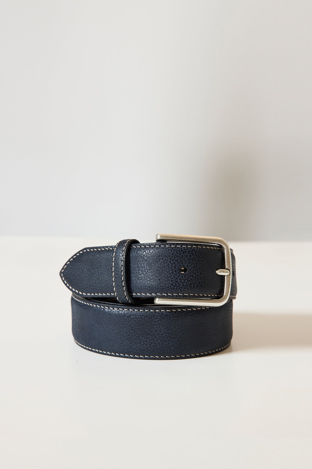 CEINTURE CUIR GRAINÉ MARINE