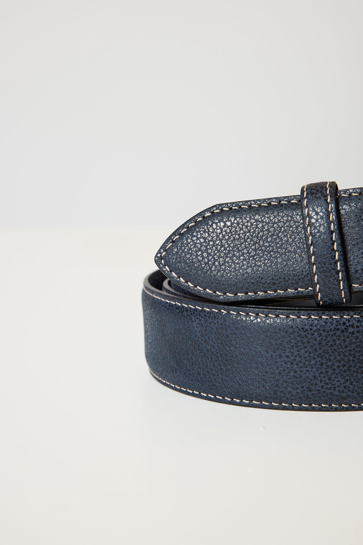 CEINTURE CUIR GRAINÉ MARINE