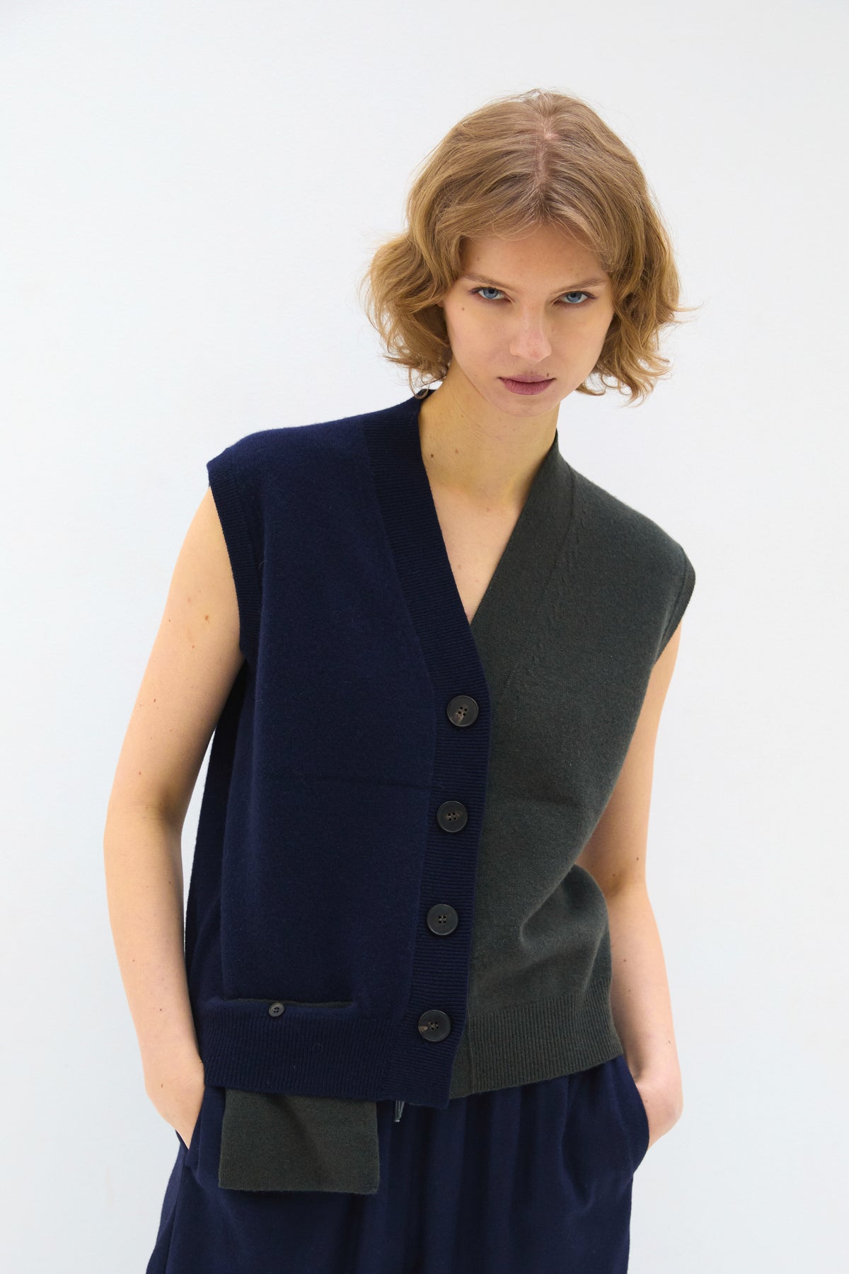 TWO-TONE CARDIGAN KHAKI