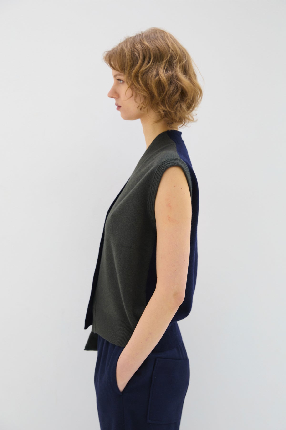 TWO-TONE CARDIGAN KHAKI