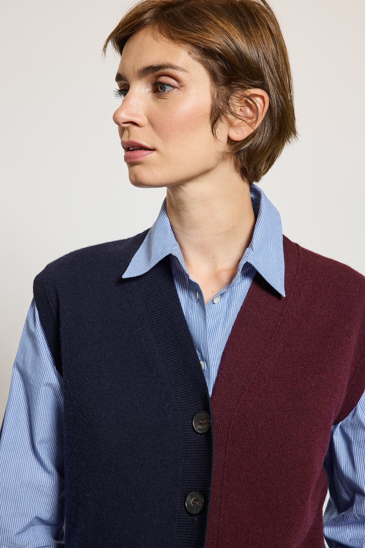 CARDIGAN BICOLORE MARINE