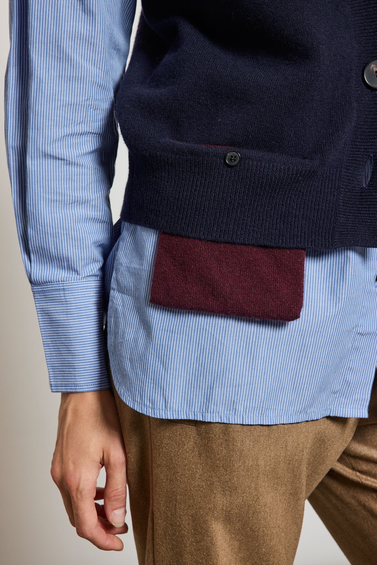 CARDIGAN BICOLORE MARINE