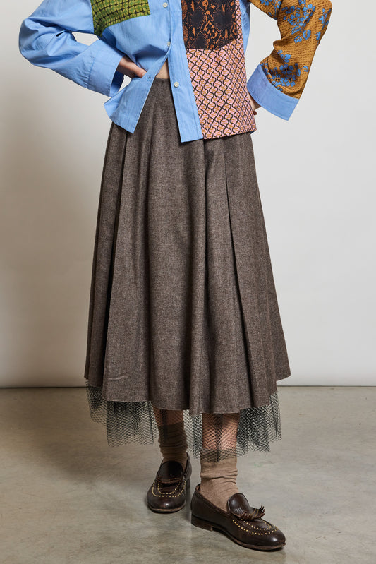 FLANNEL SKIRT TAUPE