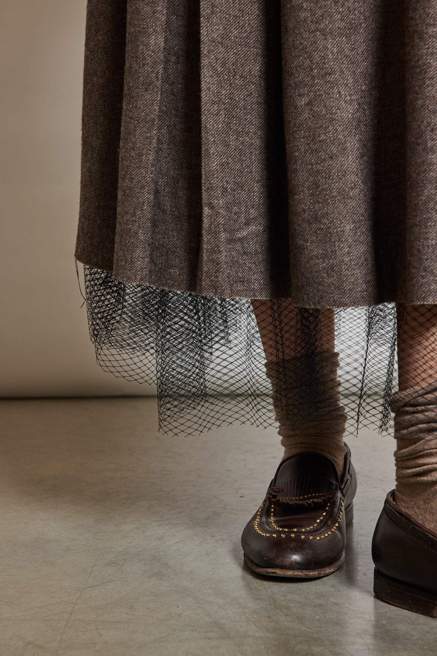 JUPON EN FLANELLE TAUPE