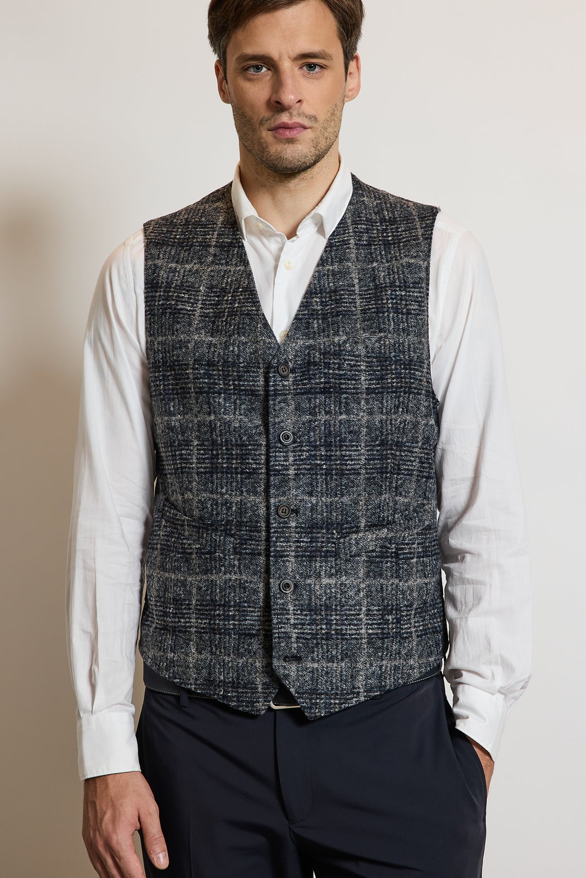 GILET TARTAN BLEU